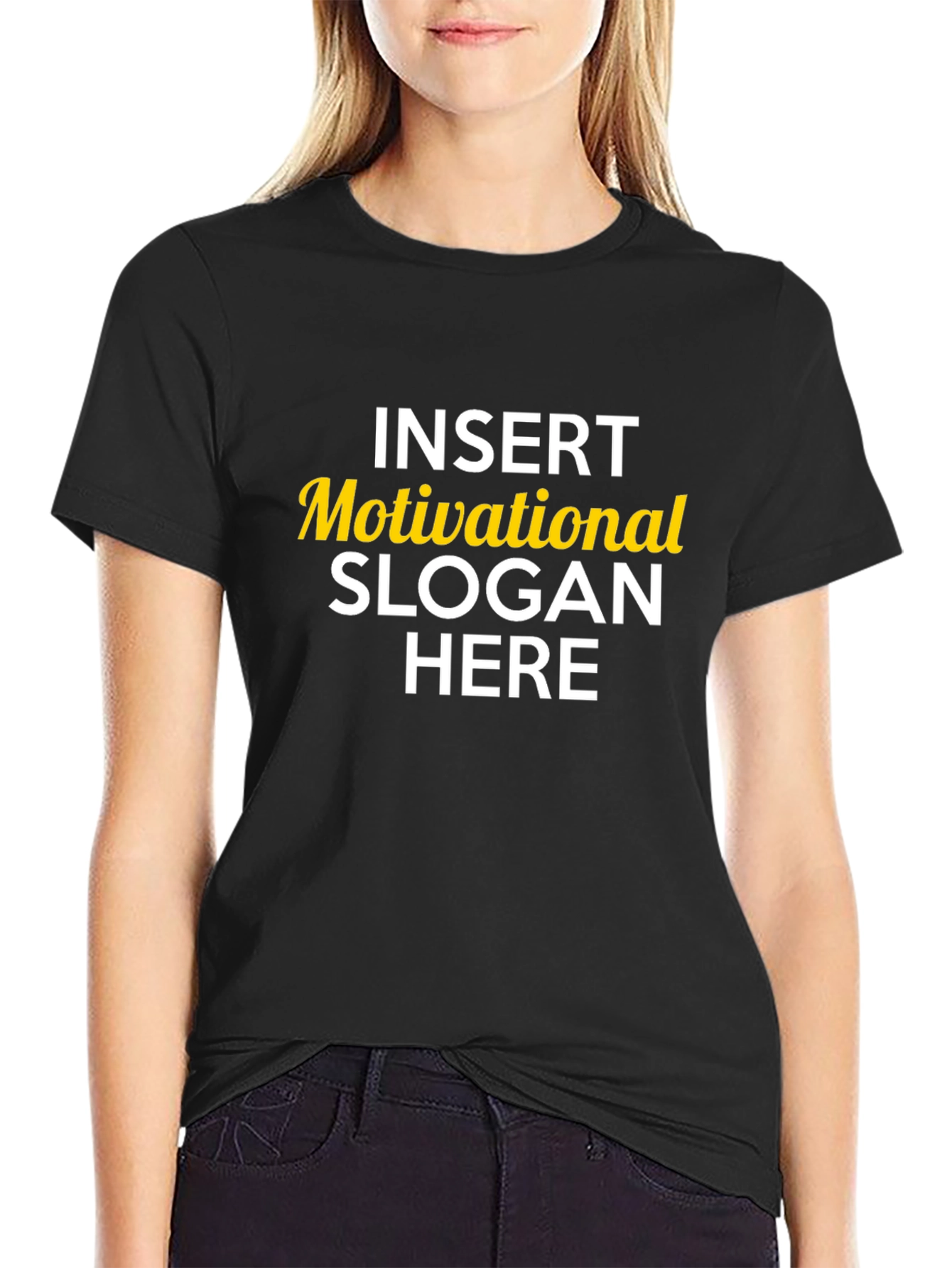 Black Motivational Slogan Graphic Tee - Black Cotton view 2