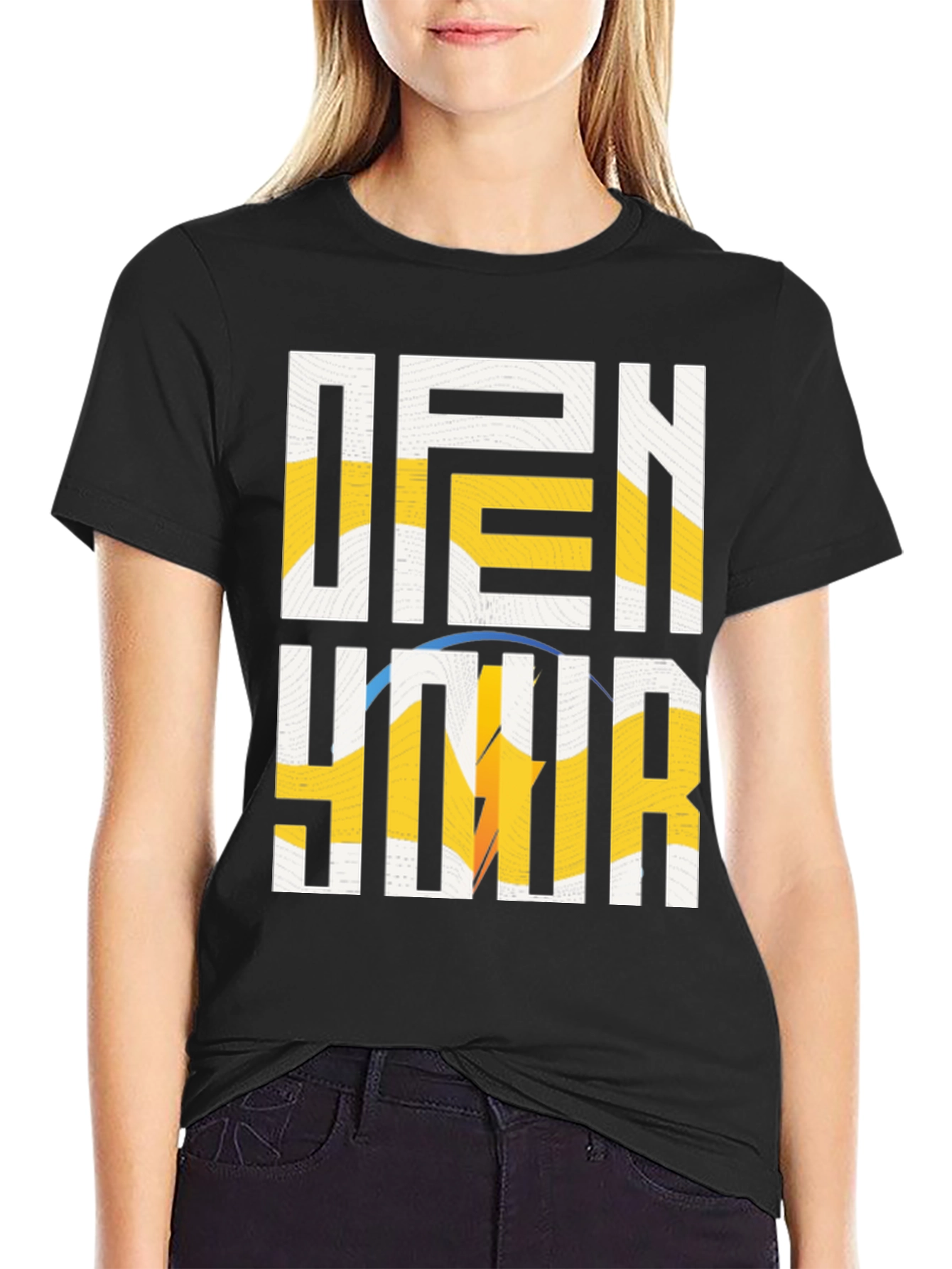 Black Open Your Eyes T-Shirt - Stylish Graphic Tee view 2