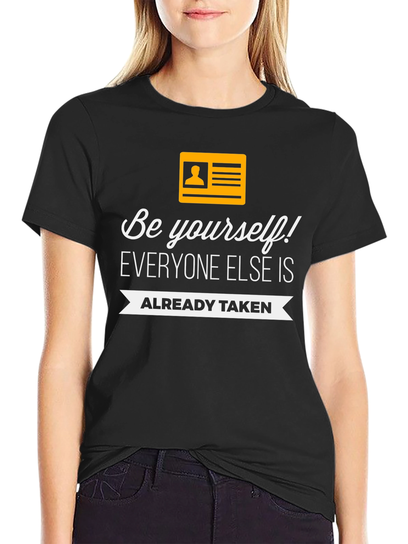 Black Be Yourself Graphic T-Shirt - Inspirational Quote view 2