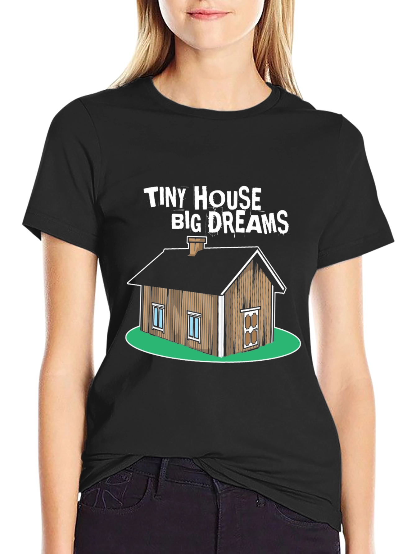Black Tiny House Big Dreams Graphic T-Shirt view 2