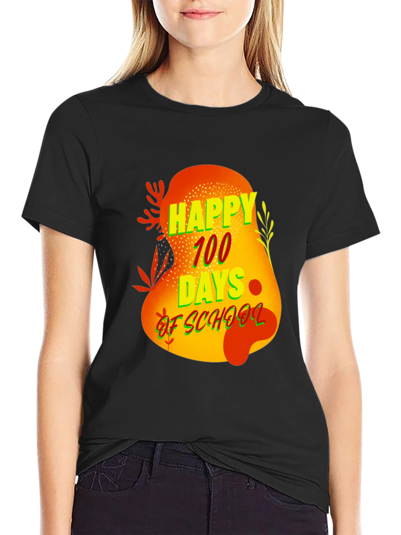 Black Happy 100 Days of School T-Shirt view 2