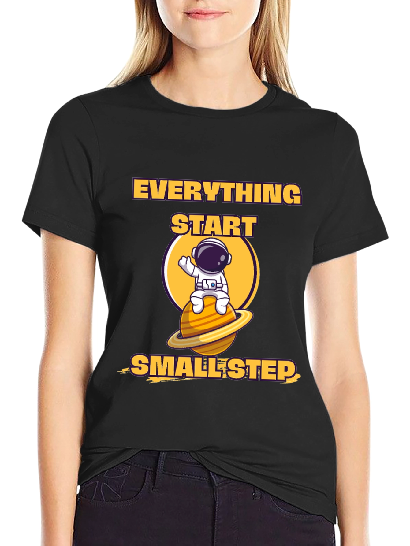 Black Everything Starts Smallest Step T-Shirt view 2