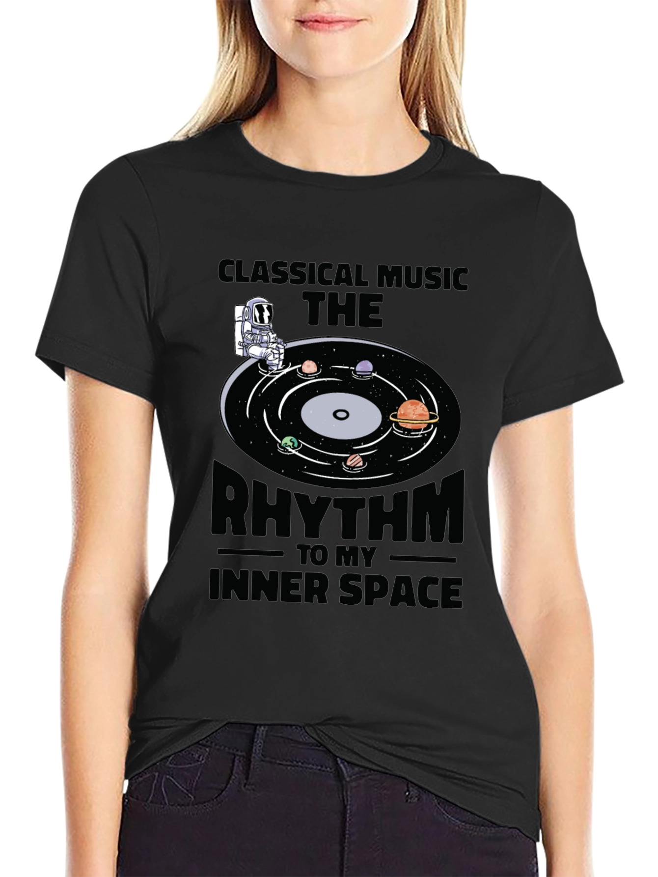 Black Classical Music T-Shirt: Inner Space Rhythm Tee view 2