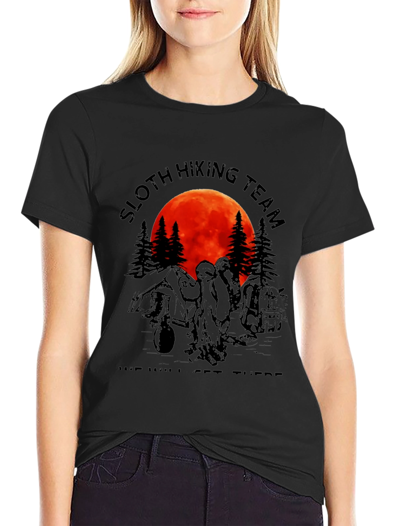 Black Sloth Hiking Team Graphic Tee - "We Will Get There" T-Shirt view 2