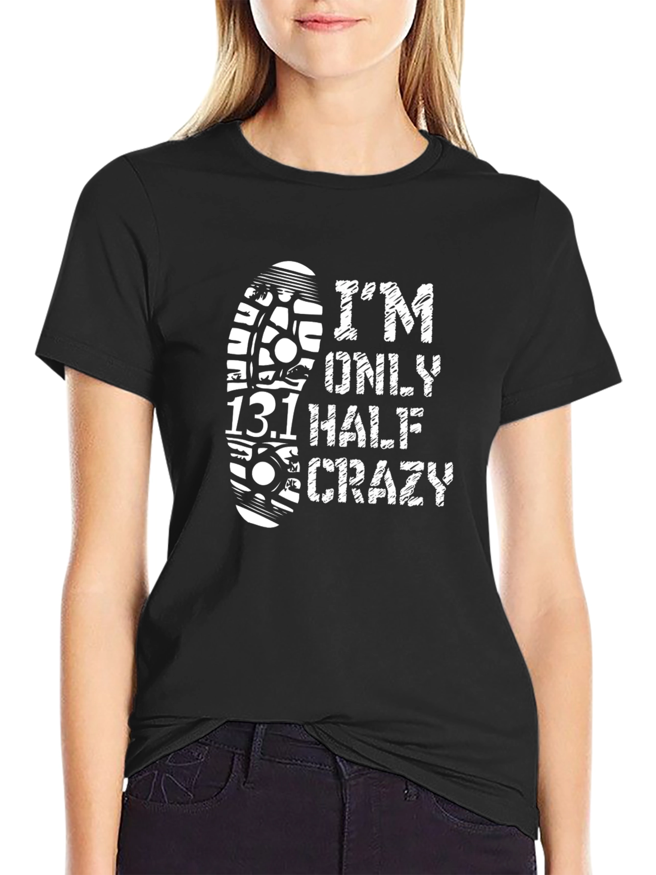 Black Half Marathon Crazy T-Shirt: 13.1 Running Tee view 2