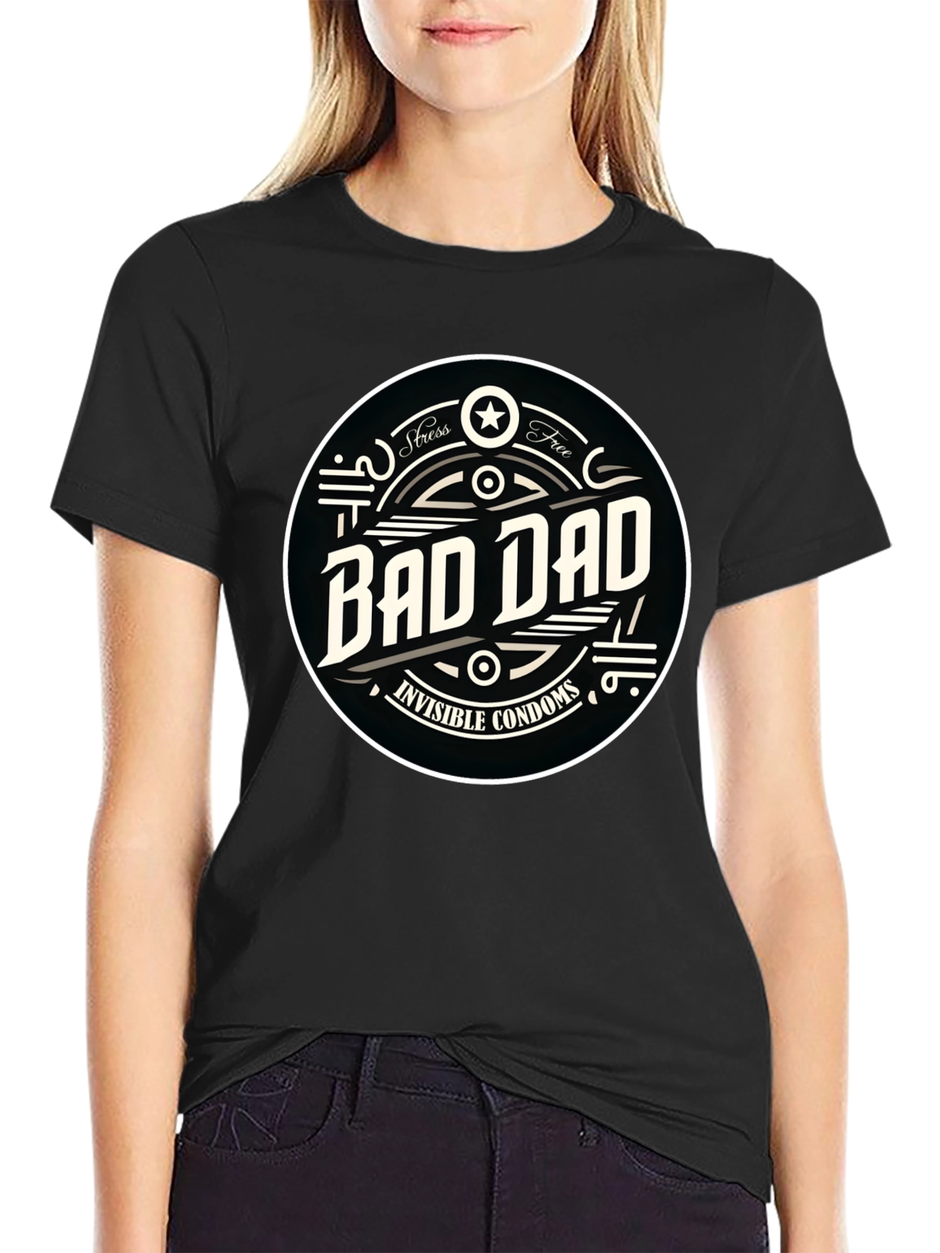 Black Bad Dad Funny Graphic T-Shirt view 2