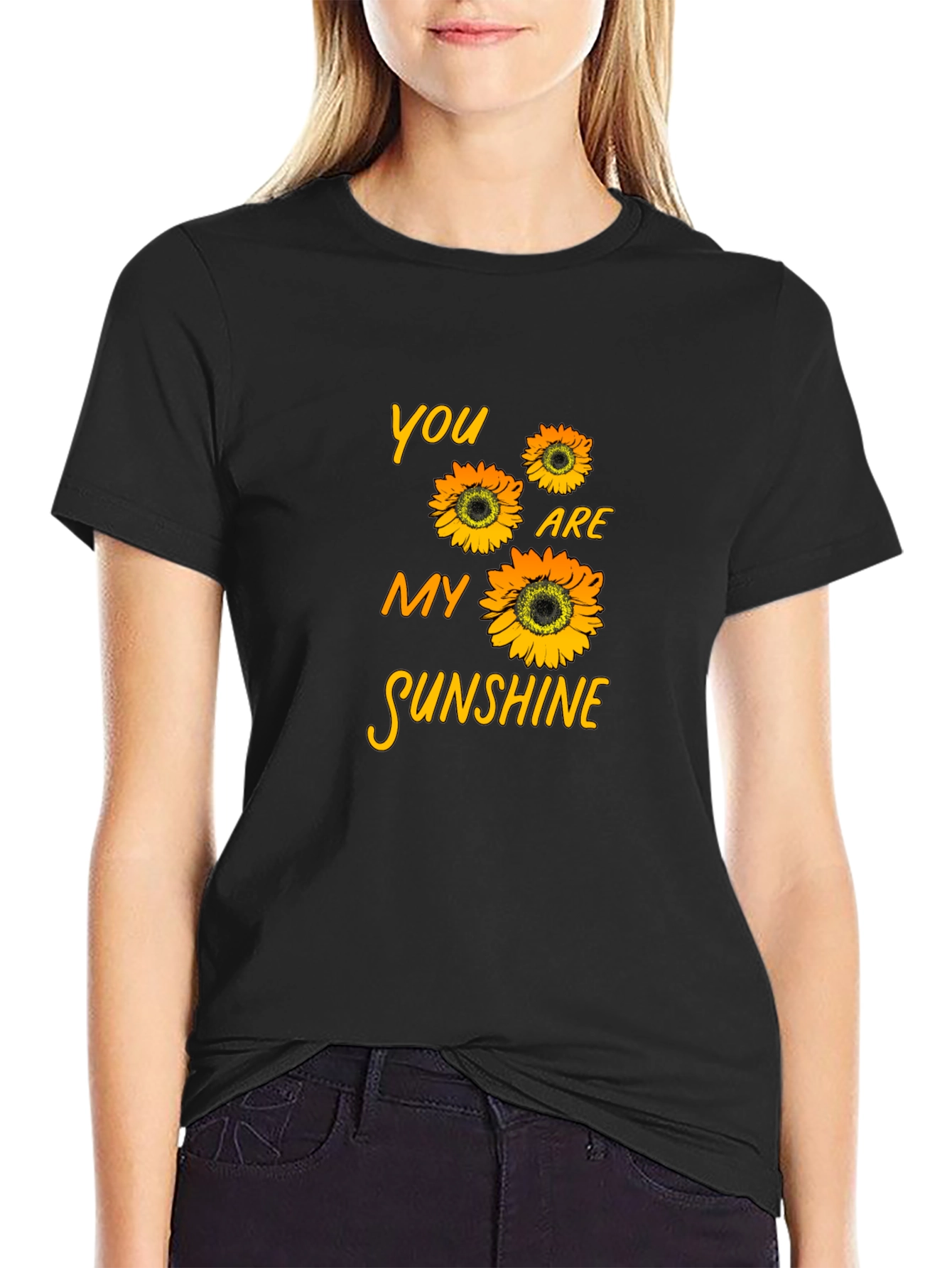 Black Sunflower Graphic T-Shirt - You Are My Sunshine view 2