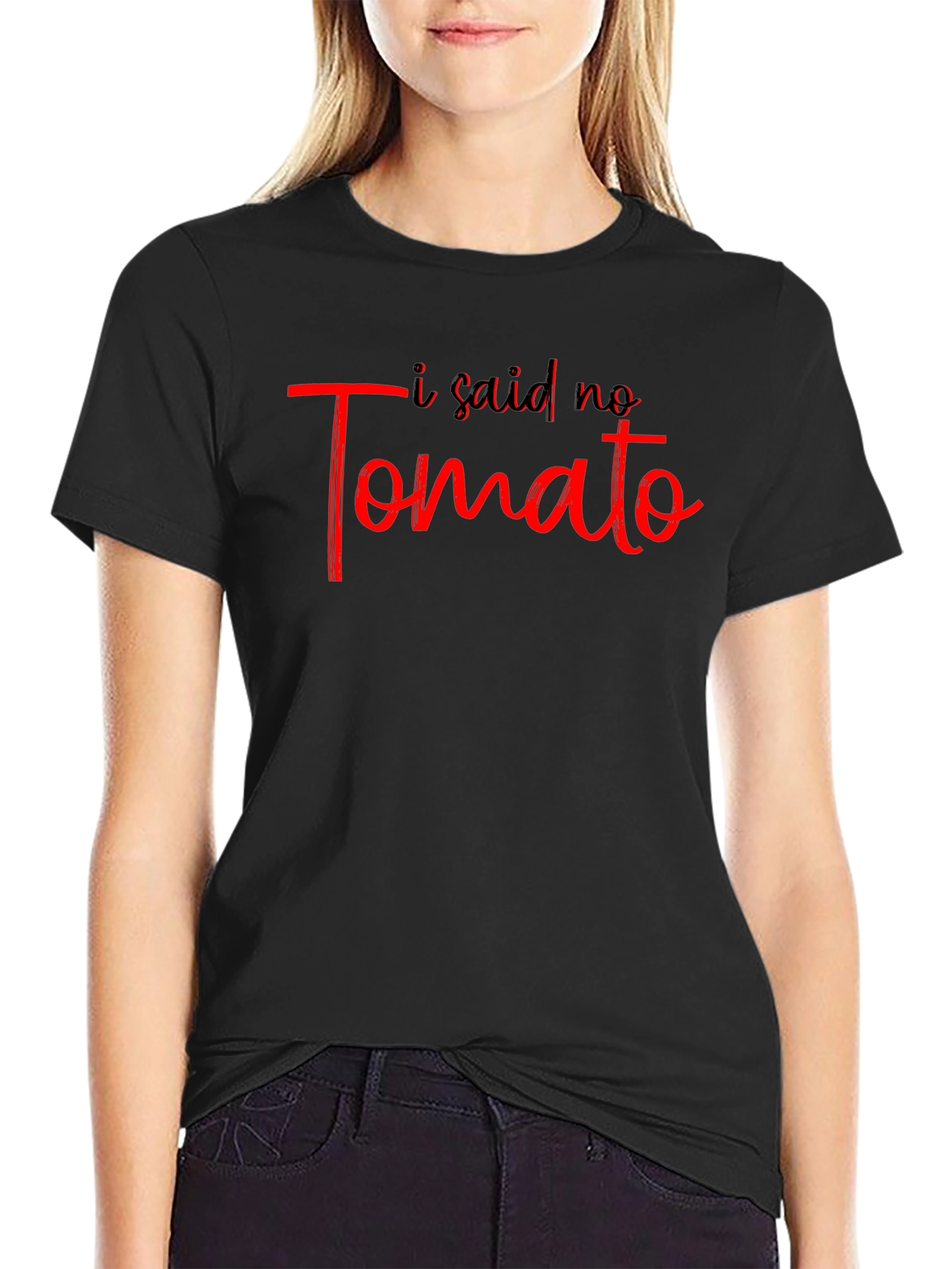 Black I Said No Tomato Graphic T-Shirt view 2