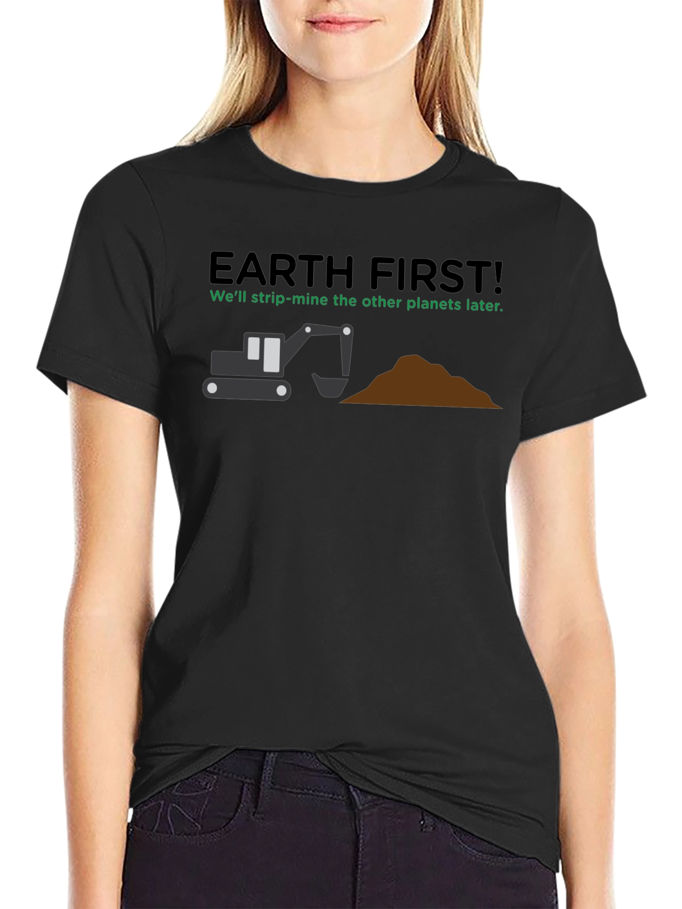 Black Earth First Strip Mine T-Shirt: Funny Graphic Tee view 2
