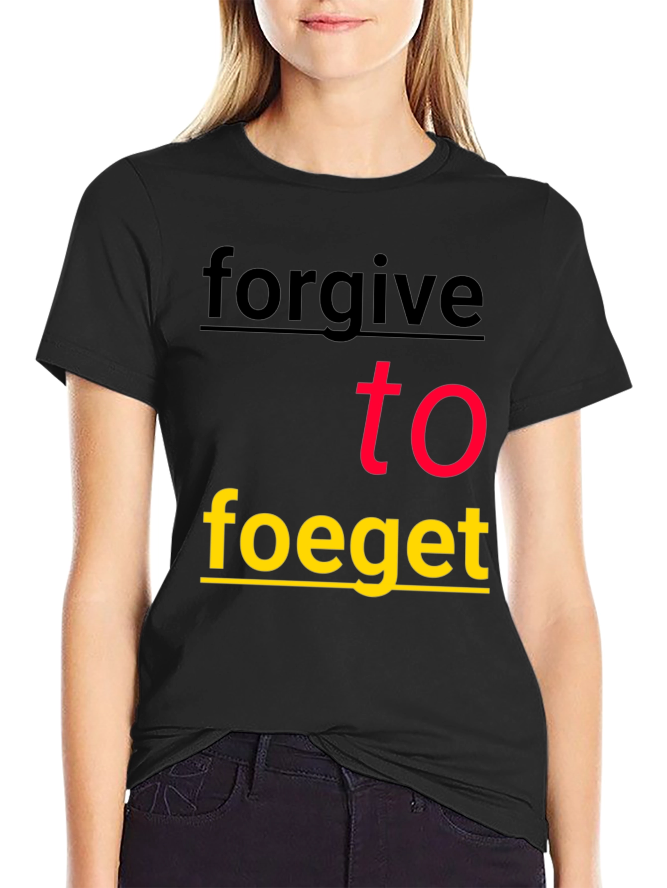 Black Forgive To Forget Graphic Tee - Stylish Black T-Shirt view 2