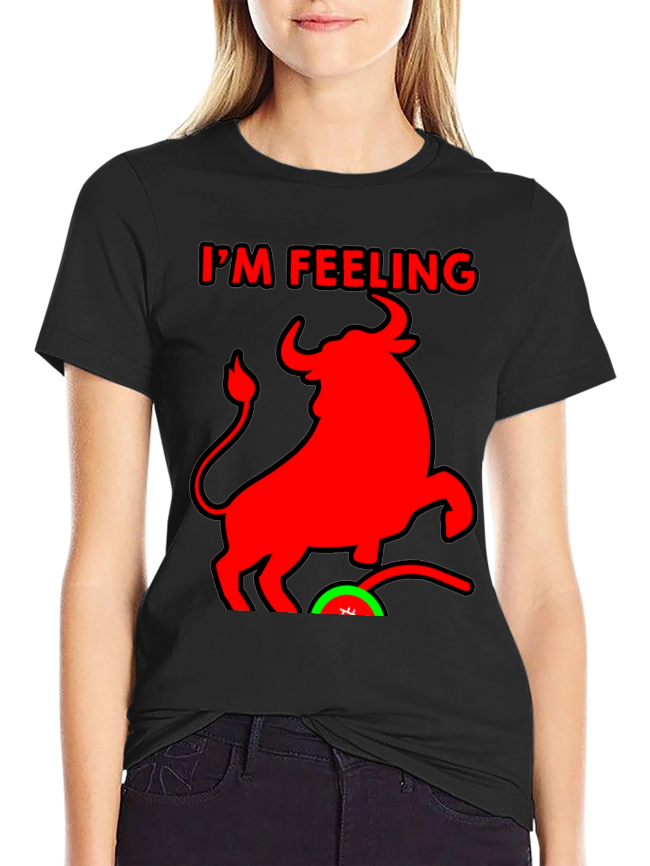 Black I'm Feeling Bullish Black T-Shirt view 2