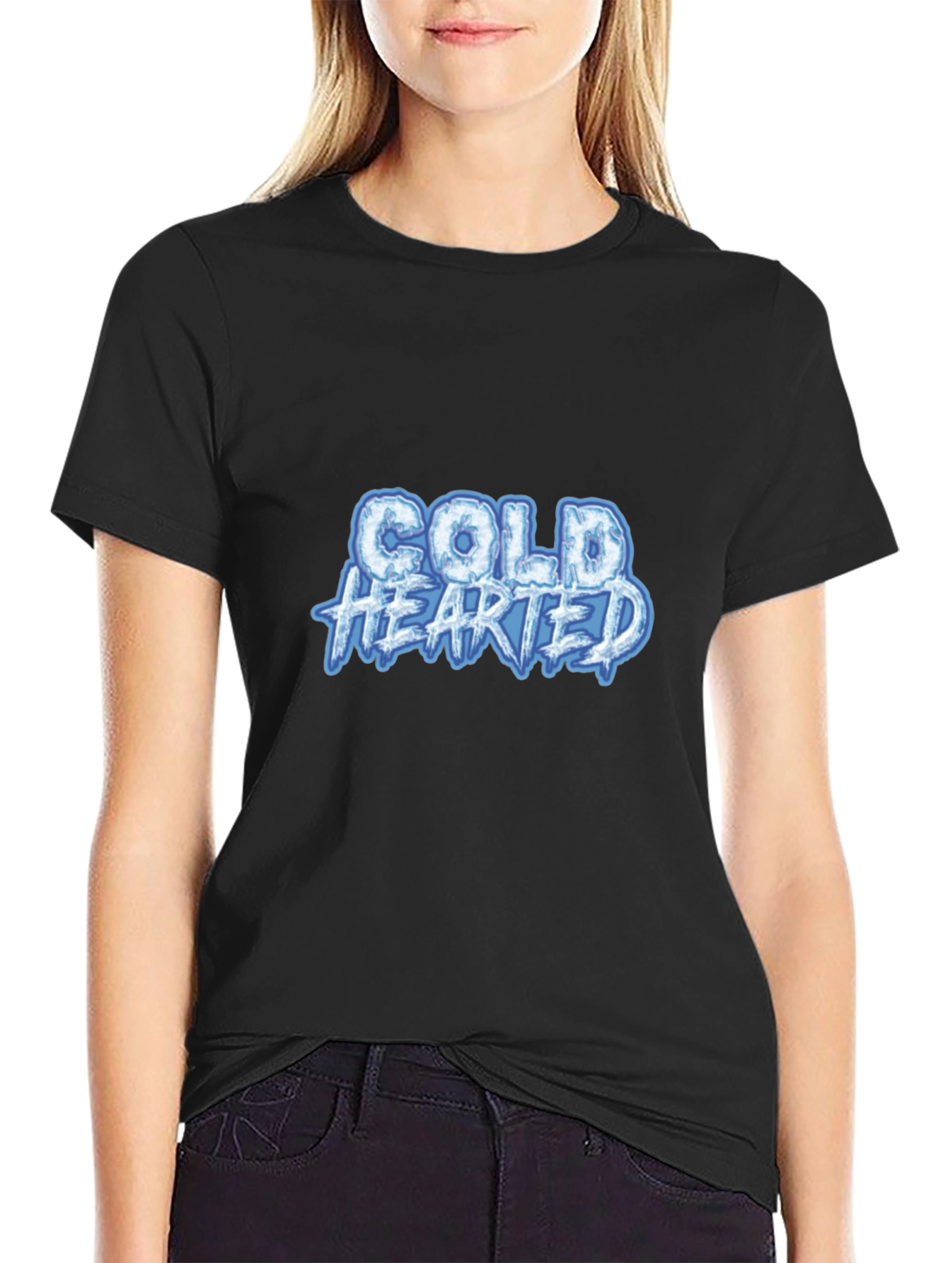 Cold Hearted Graphic Tee - Black Cotton Blend Shirt - 2