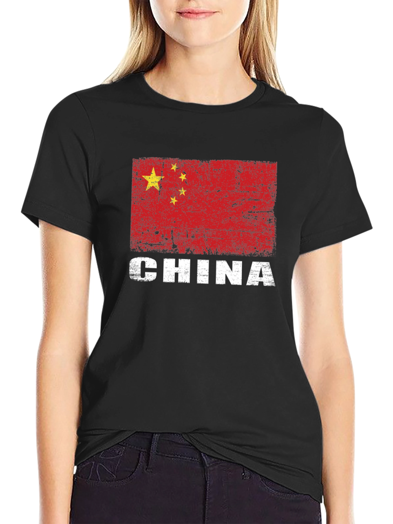 China Flag T-Shirt - Distressed Graphic Tee - 2