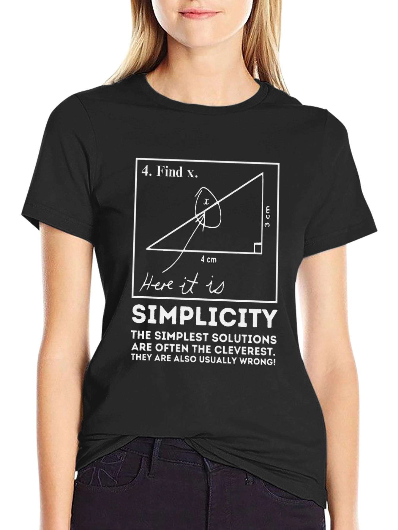 Black Find X Simplicity T-Shirt - Clever Math Humor Tee view 2