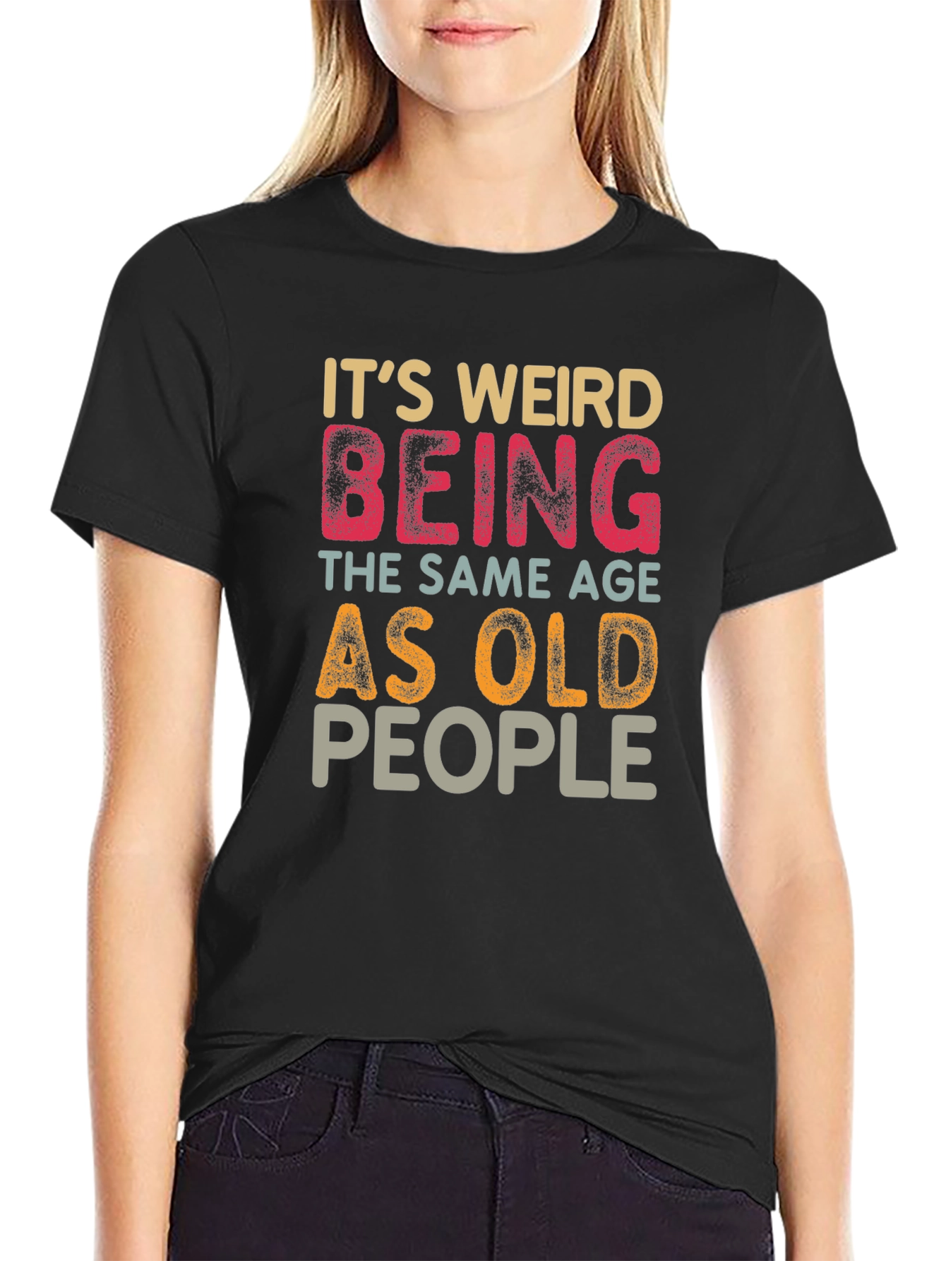Black Funny 'Same Age as Old People' Graphic T-Shirt view 2