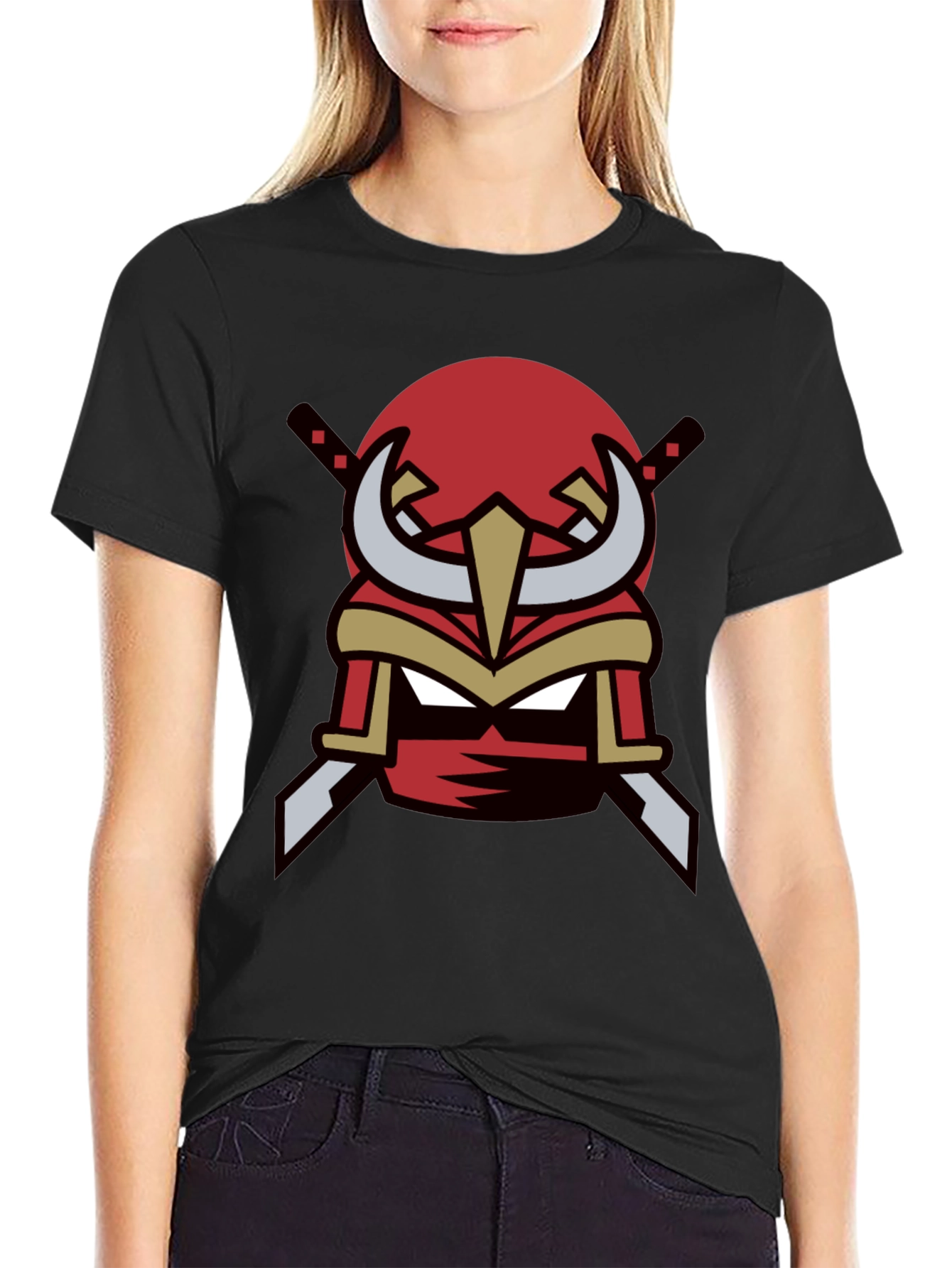 Black Red Ninja Mask Graphic Tee - Cool Samurai Style view 2