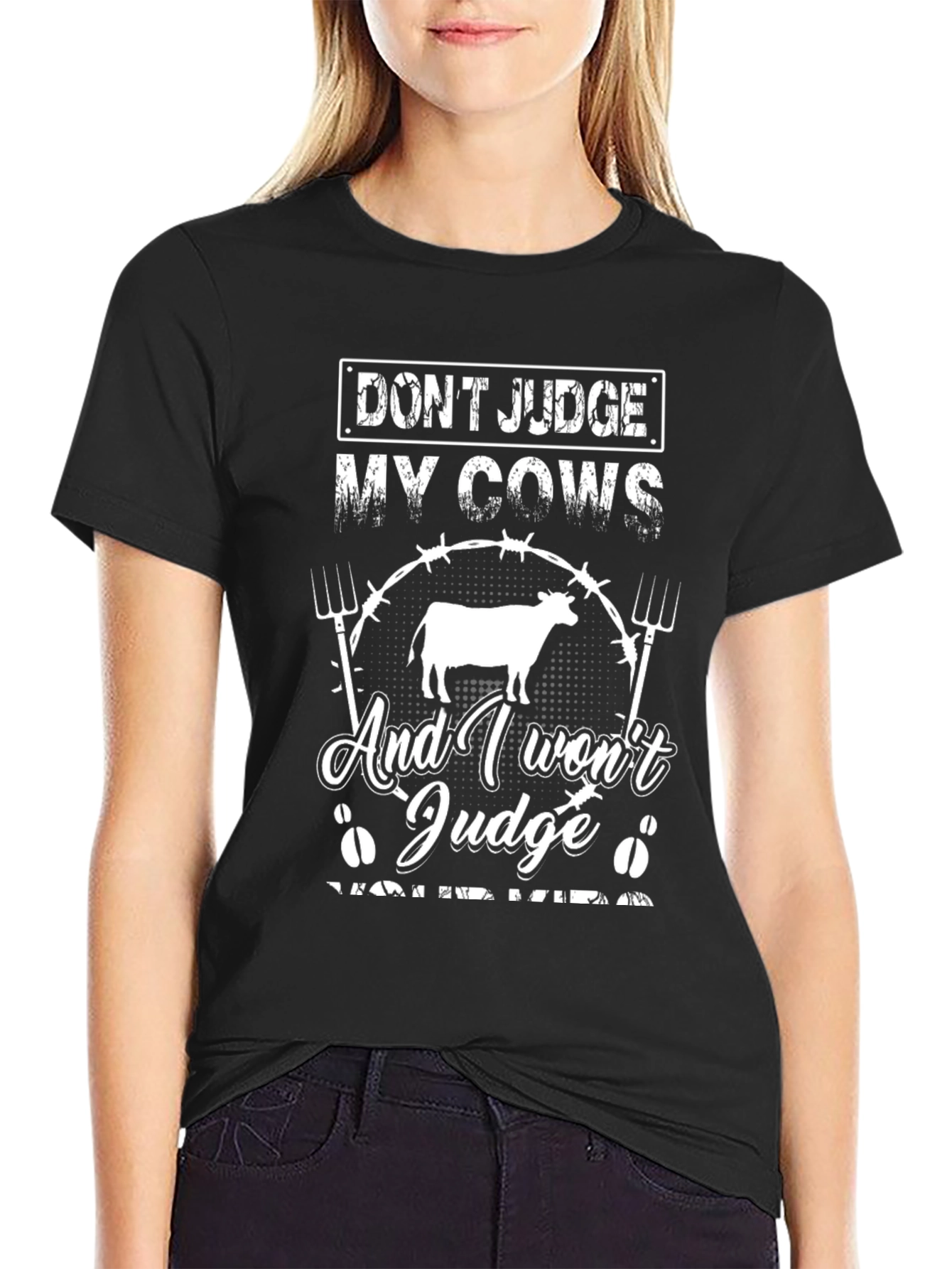 Black Don't Judge My Cows Graphic T-Shirt view 2