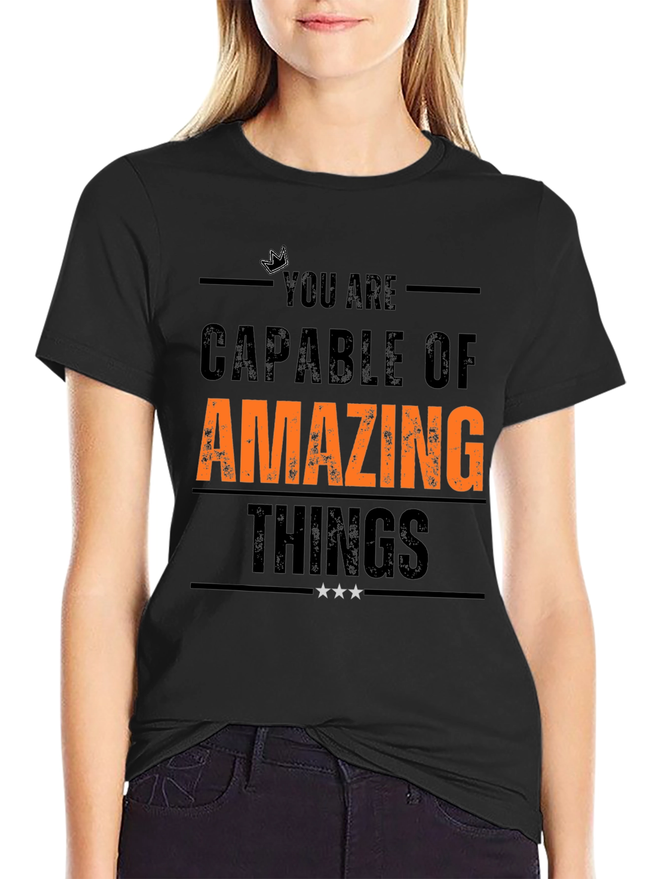 Black Inspirational T-Shirt: You Are Capable of Amazing Things view 2