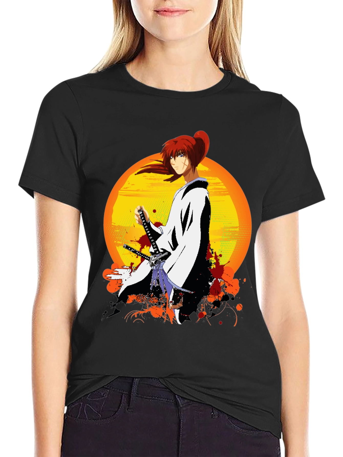 Black Anime Samurai T-Shirt view 2