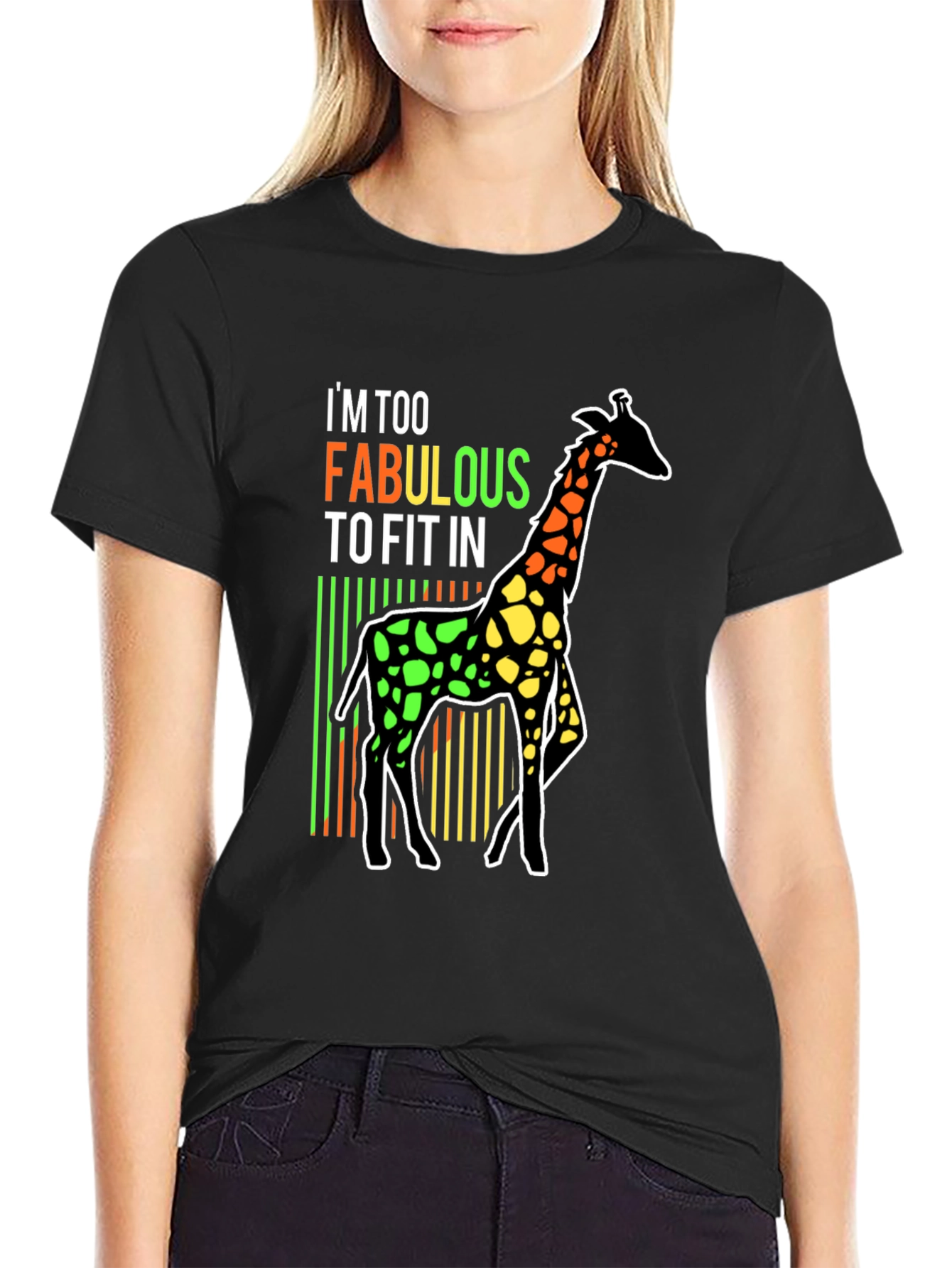 Black Fabulous Giraffe T-Shirt - Unique Design view 2