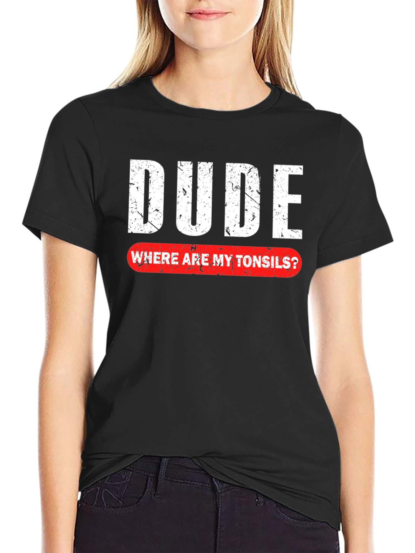 Black Dude Where Are My Tonsils T-Shirt - Funny Graphic Tee view 2