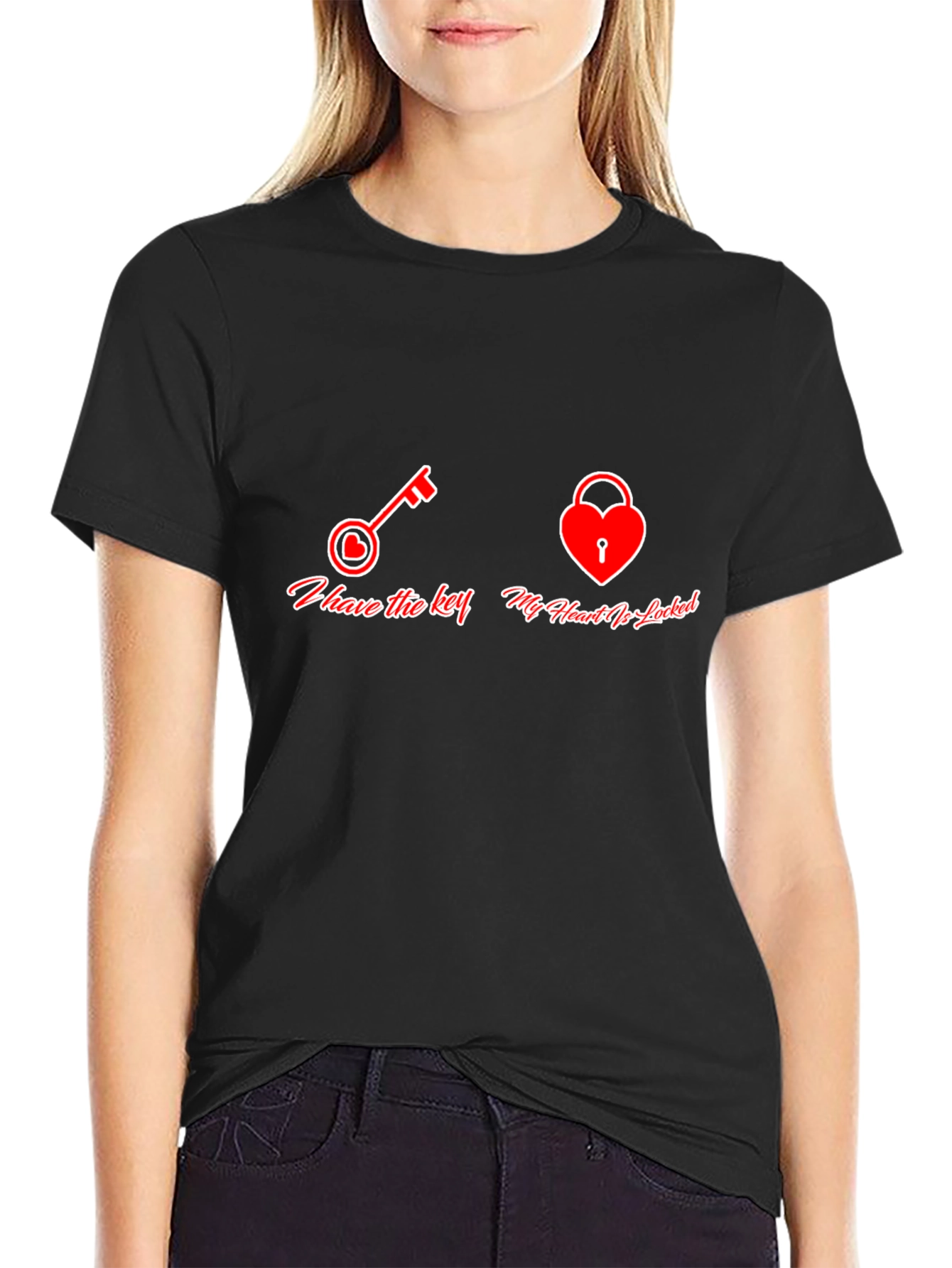 Black Key to My Heart Graphic T-Shirt - Unisex view 2