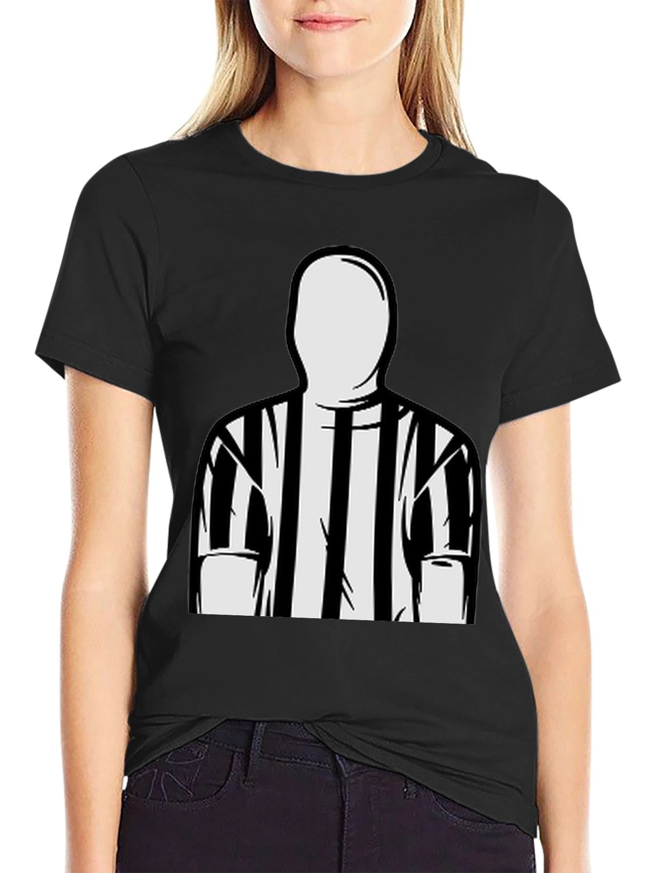 Black Referee Striped T-Shirt view 2