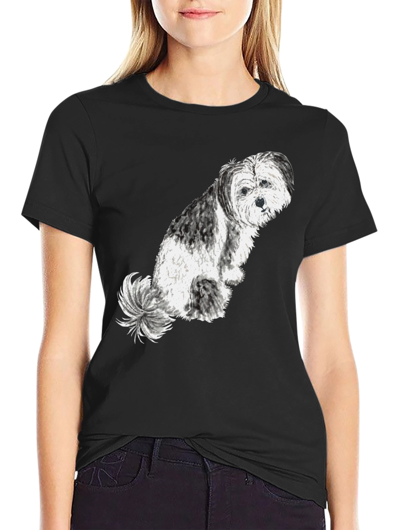 Black Dog Lover Tee - Cute Shih Tzu Graphic T-Shirt view 2
