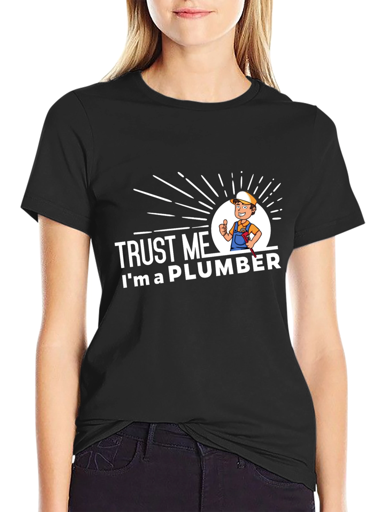 Black Trust Me I'm A Plumber Graphic T-Shirt view 2