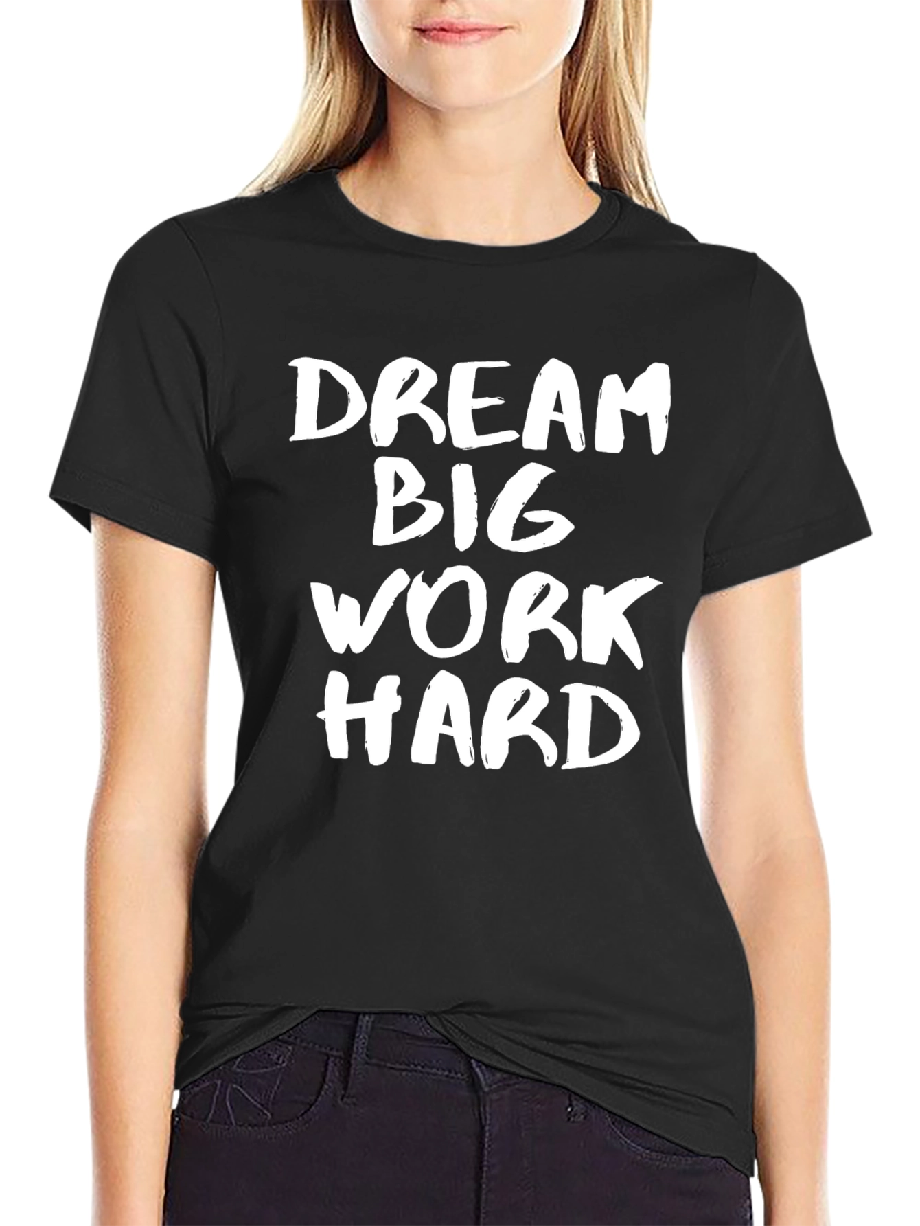 Black Dream Big Work Hard Graphic Tee view 2