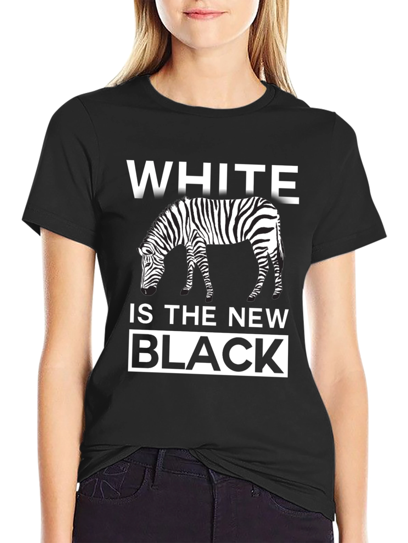 Black White Is The New Black Zebra Graphic T-Shirt view 2