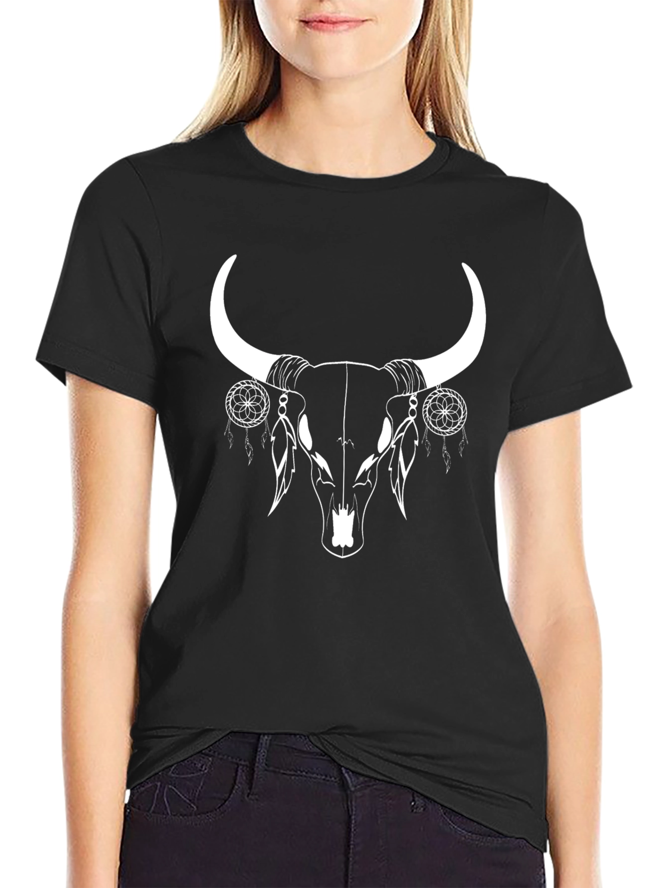 Black Bull Skull Graphic Tee view 2