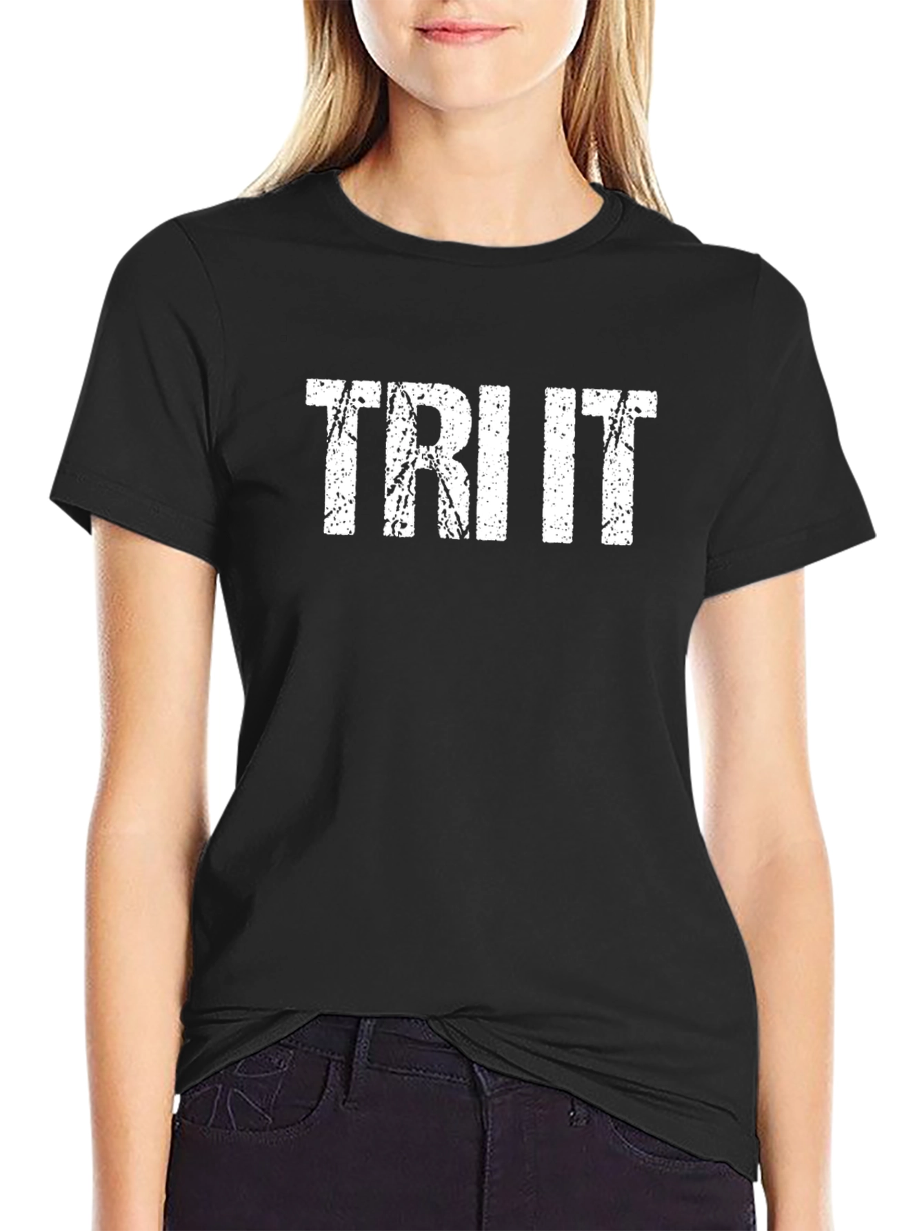 Black TRI IT Graphic Tee - Black Cotton T-Shirt view 2