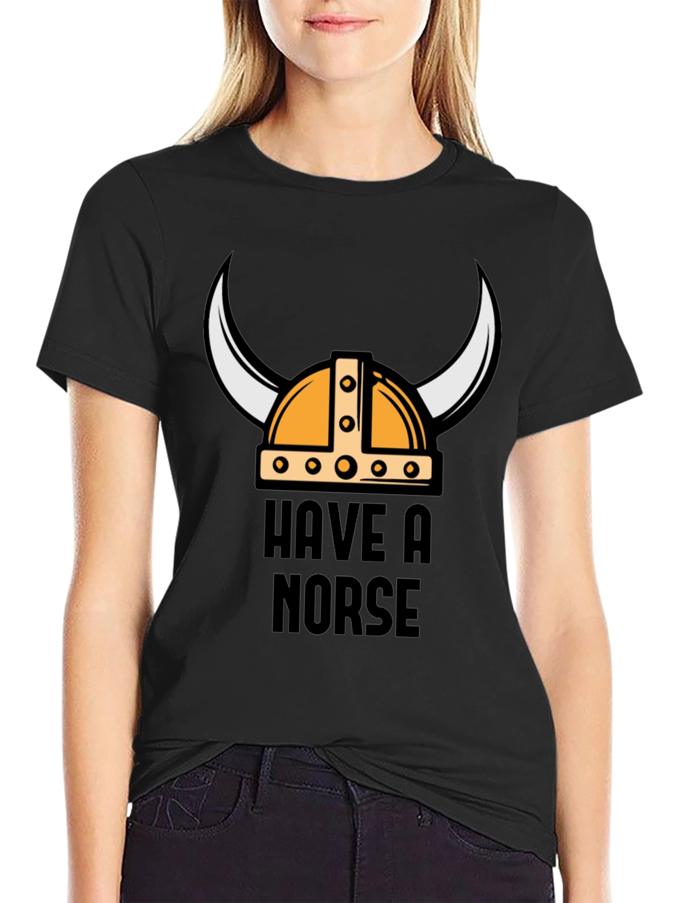 Black Have A Norse Day Viking Helmet T-Shirt view 2