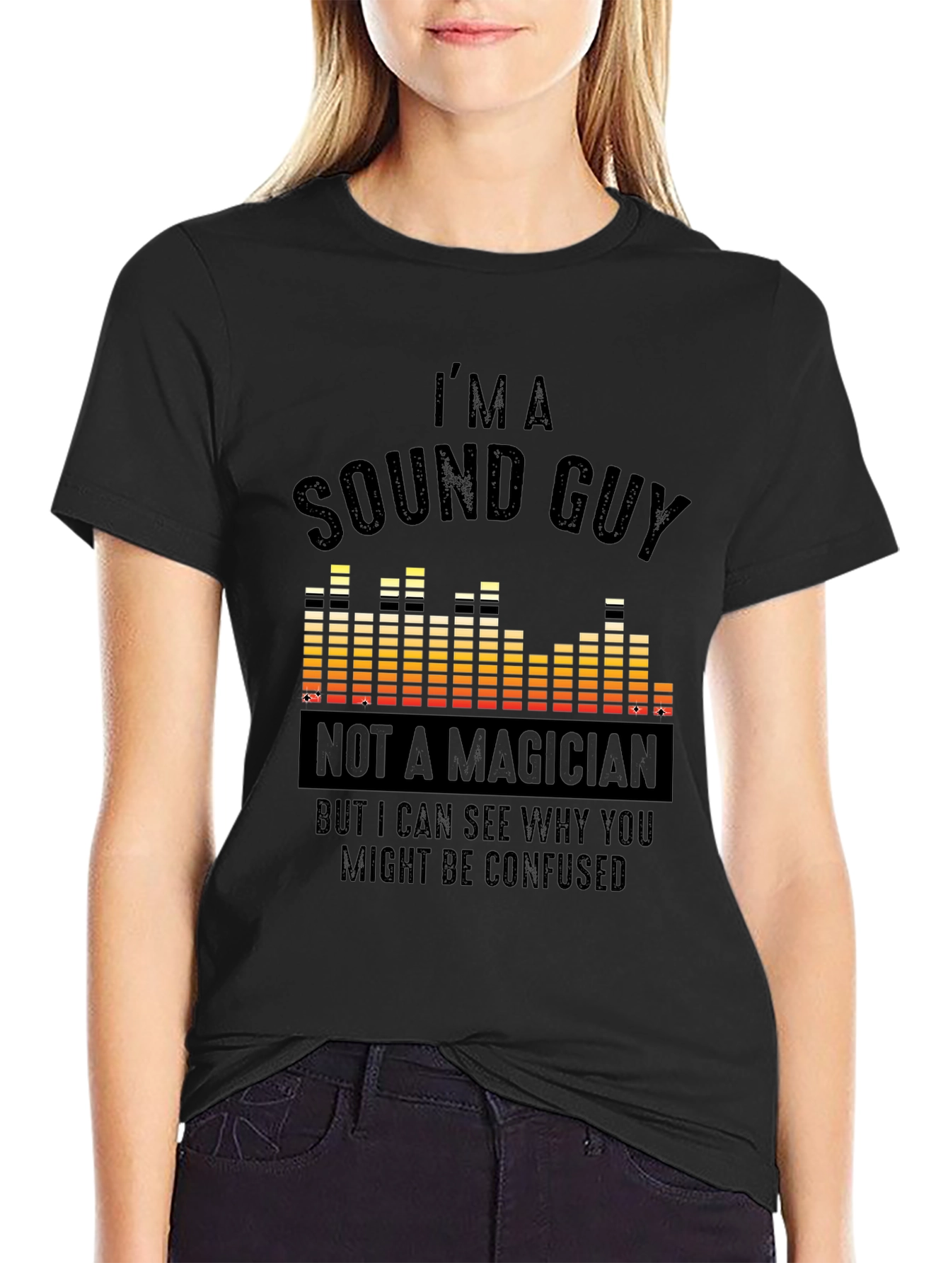 Black Sound Guy T-Shirt - Funny Audio Engineer Tee view 2