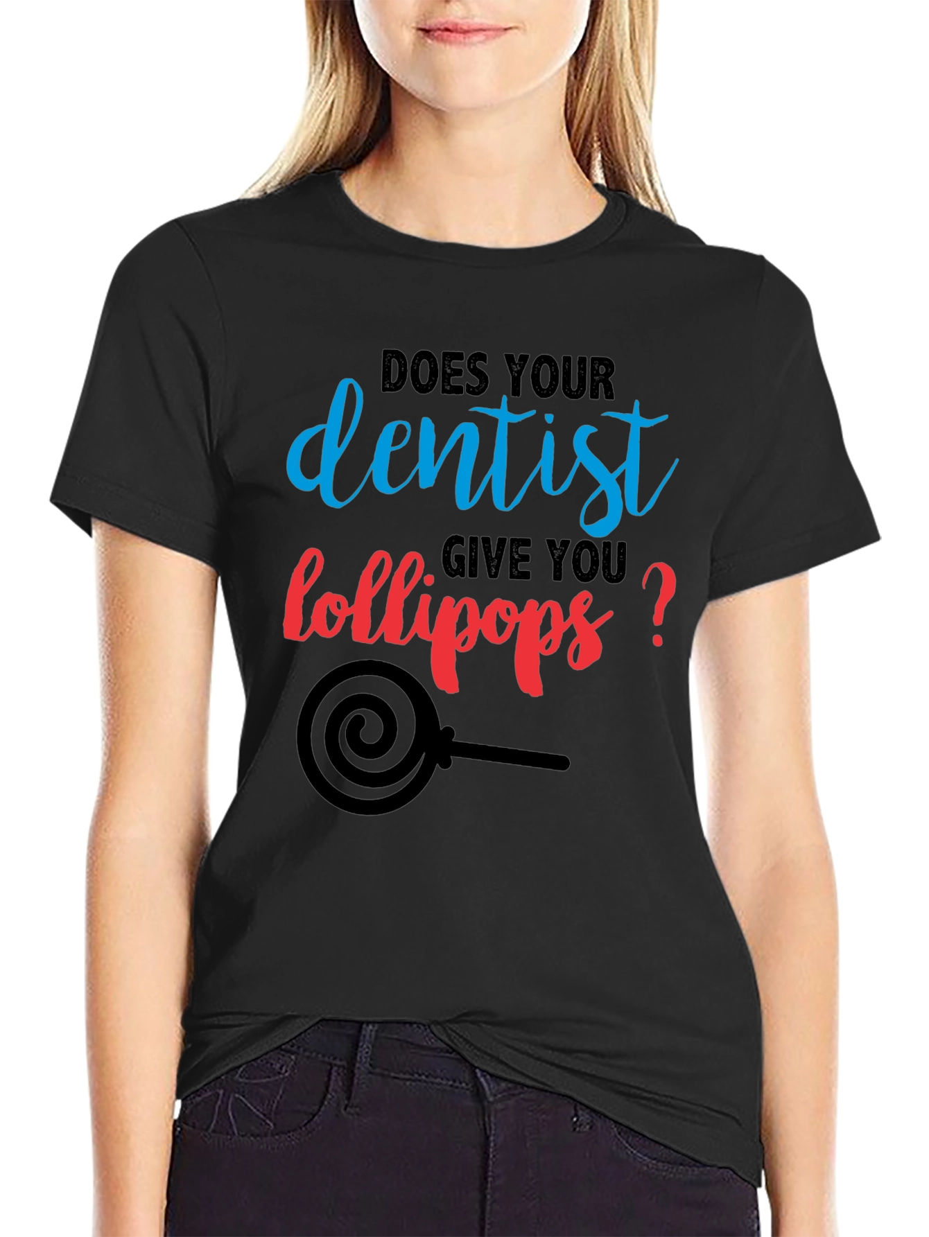 Black Dentist Lollipop T-Shirt - Funny Dental Humor Tee view 2