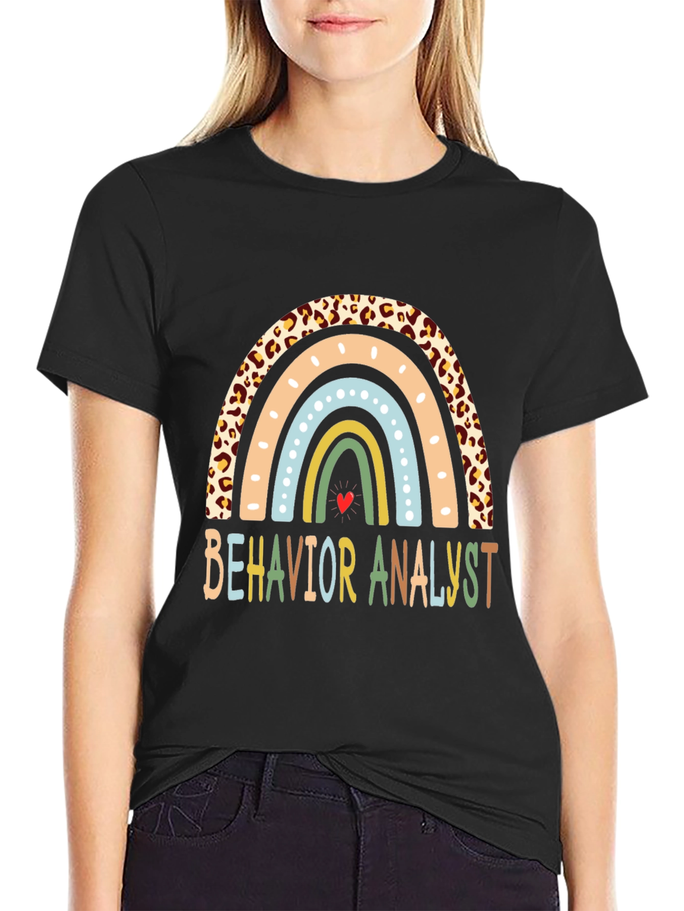 Black Behavior Analyst Rainbow Graphic Tee view 2