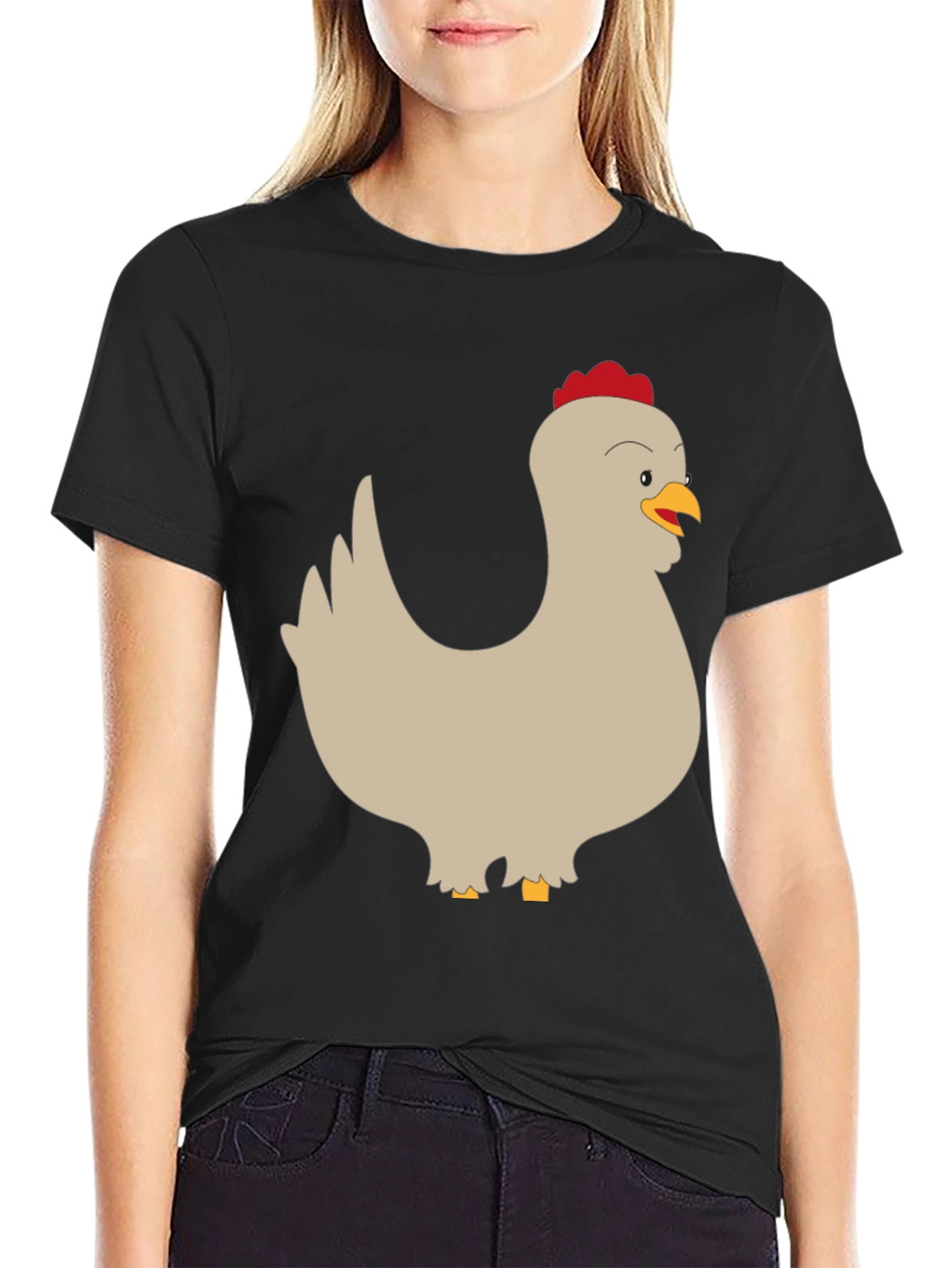 Black Funny Chicken Graphic Tee - Men's Black T-Shirt view 2