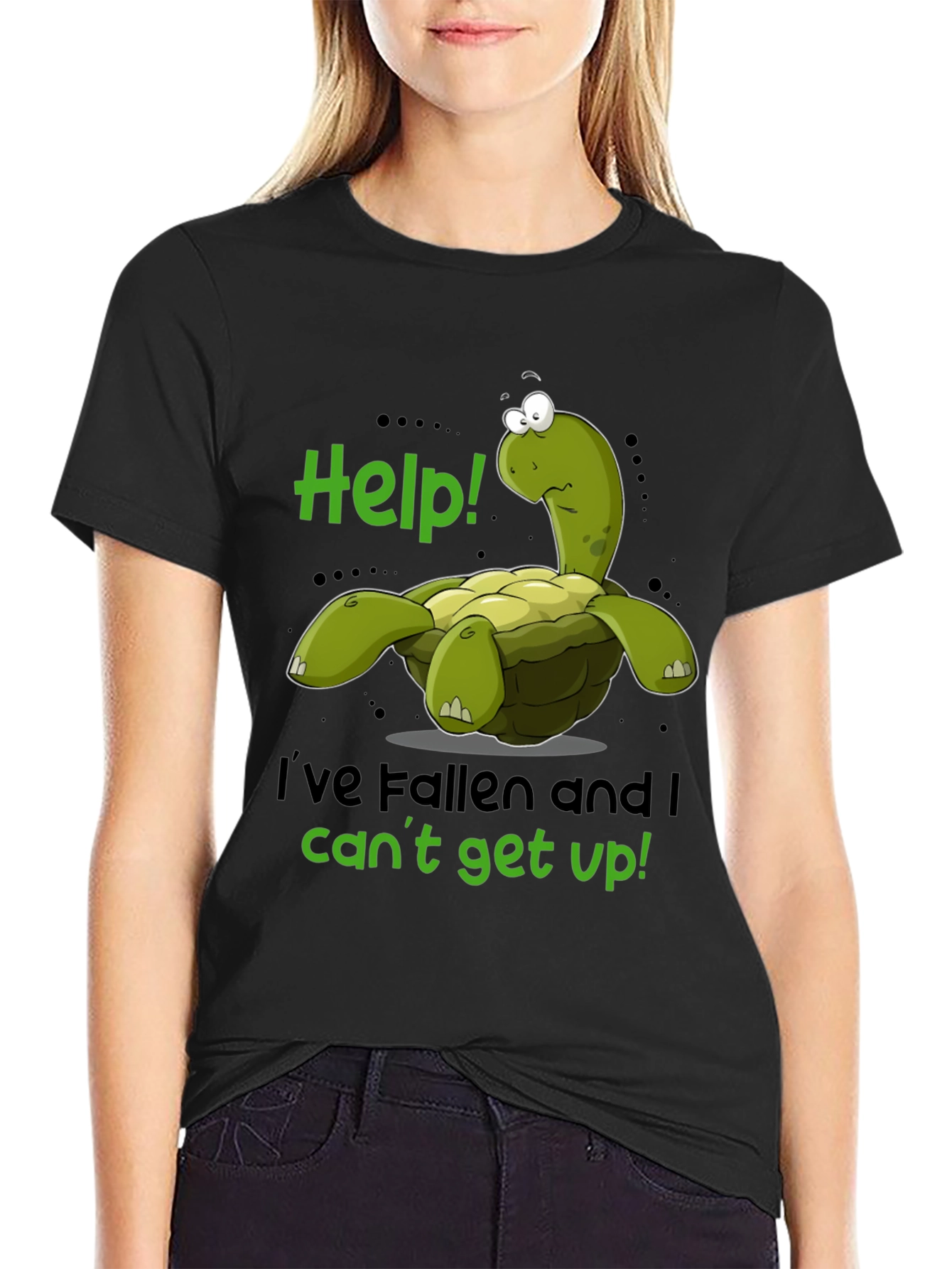 Black Help! Turtle T-Shirt view 2