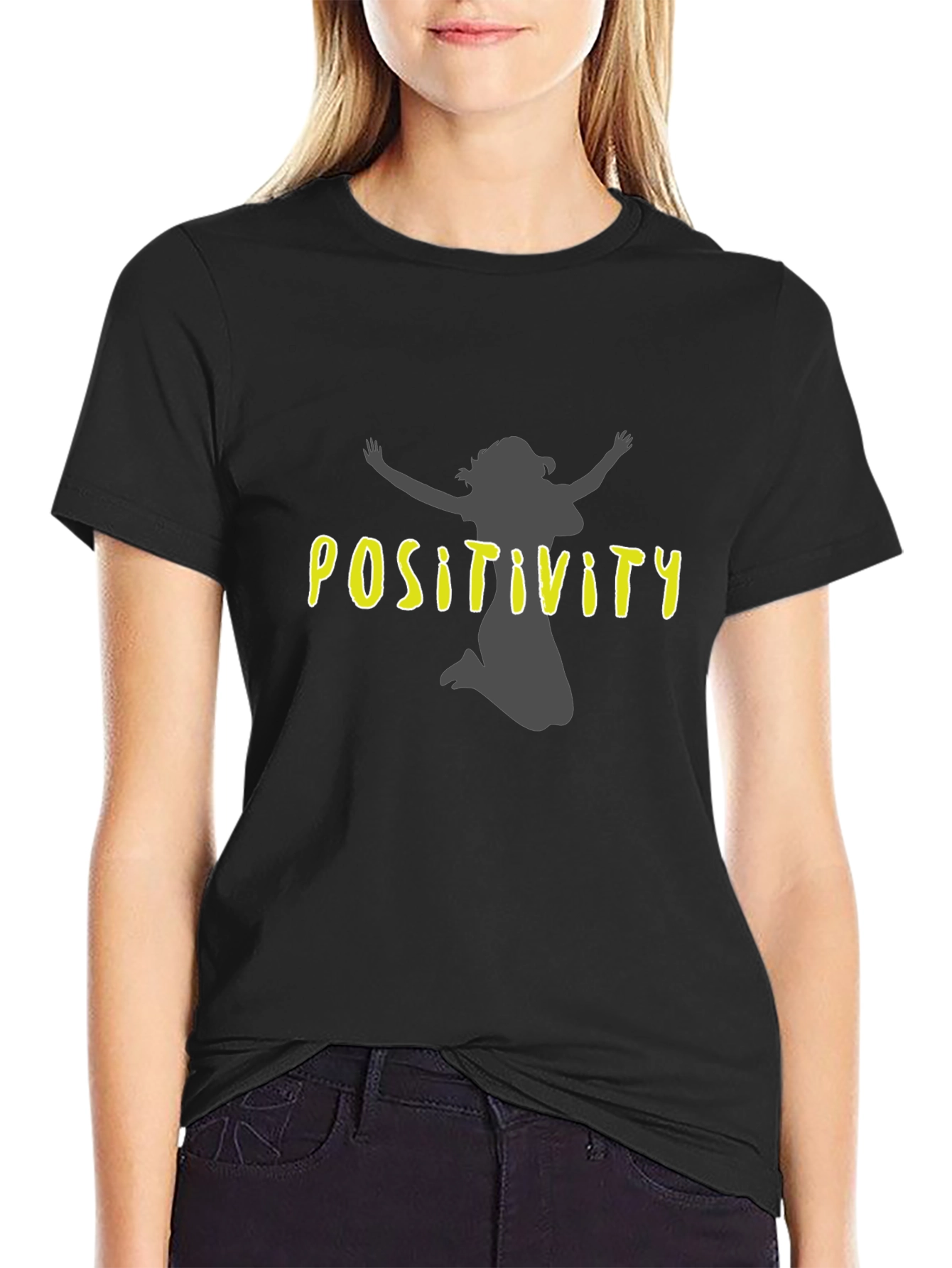 Black Positivity Graphic Tee - Unisex Black T-Shirt view 2