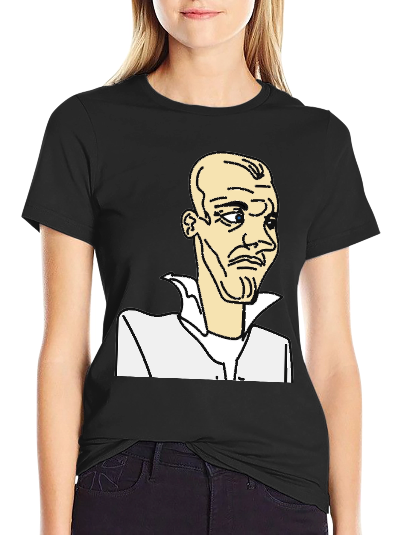 Black Cartoon Character Graphic Black T-Shirt view 2