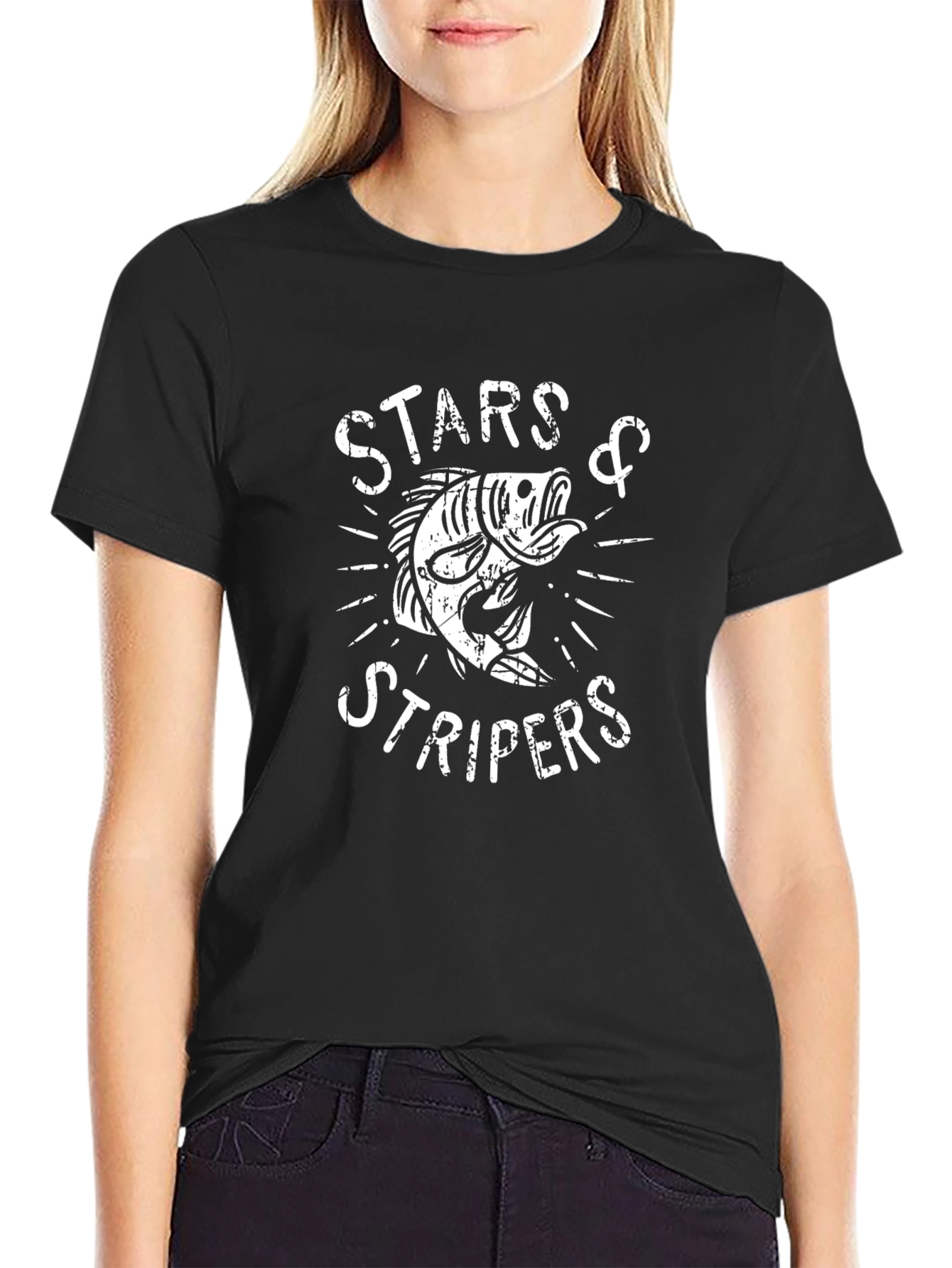 Black Stars & Stripers Graphic T-Shirt - Black view 2