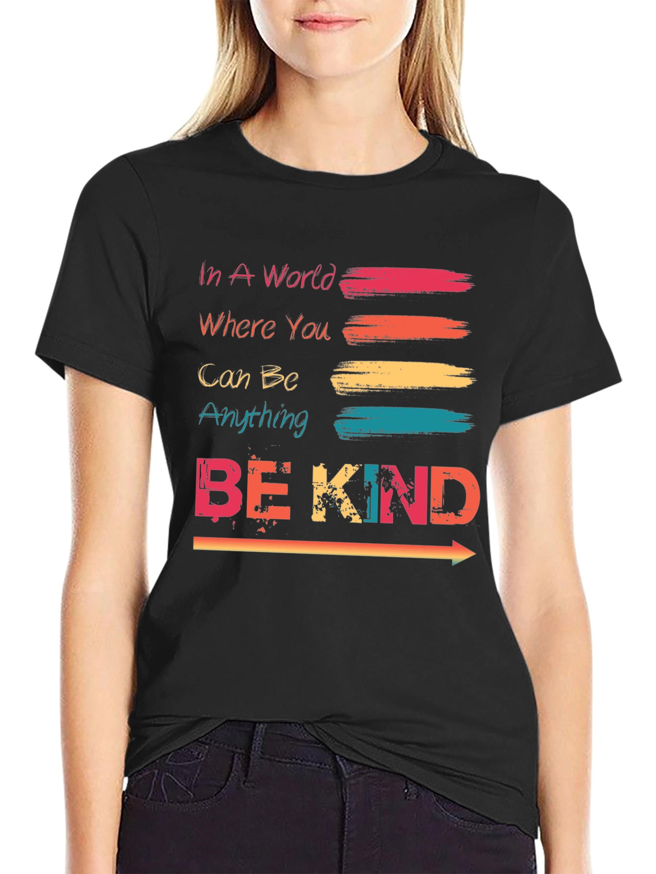 Black Be Kind T-Shirt - Trendy Graphic Tee for Positive Vibes view 2