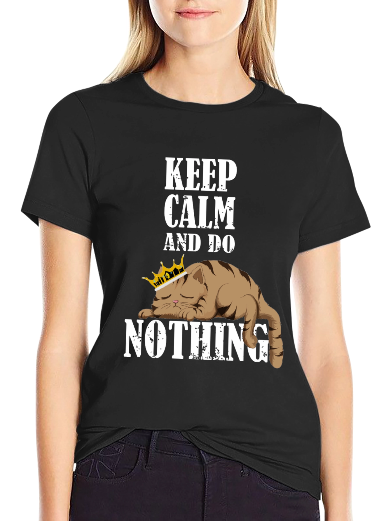 Black Keep Calm Cat T-Shirt view 2