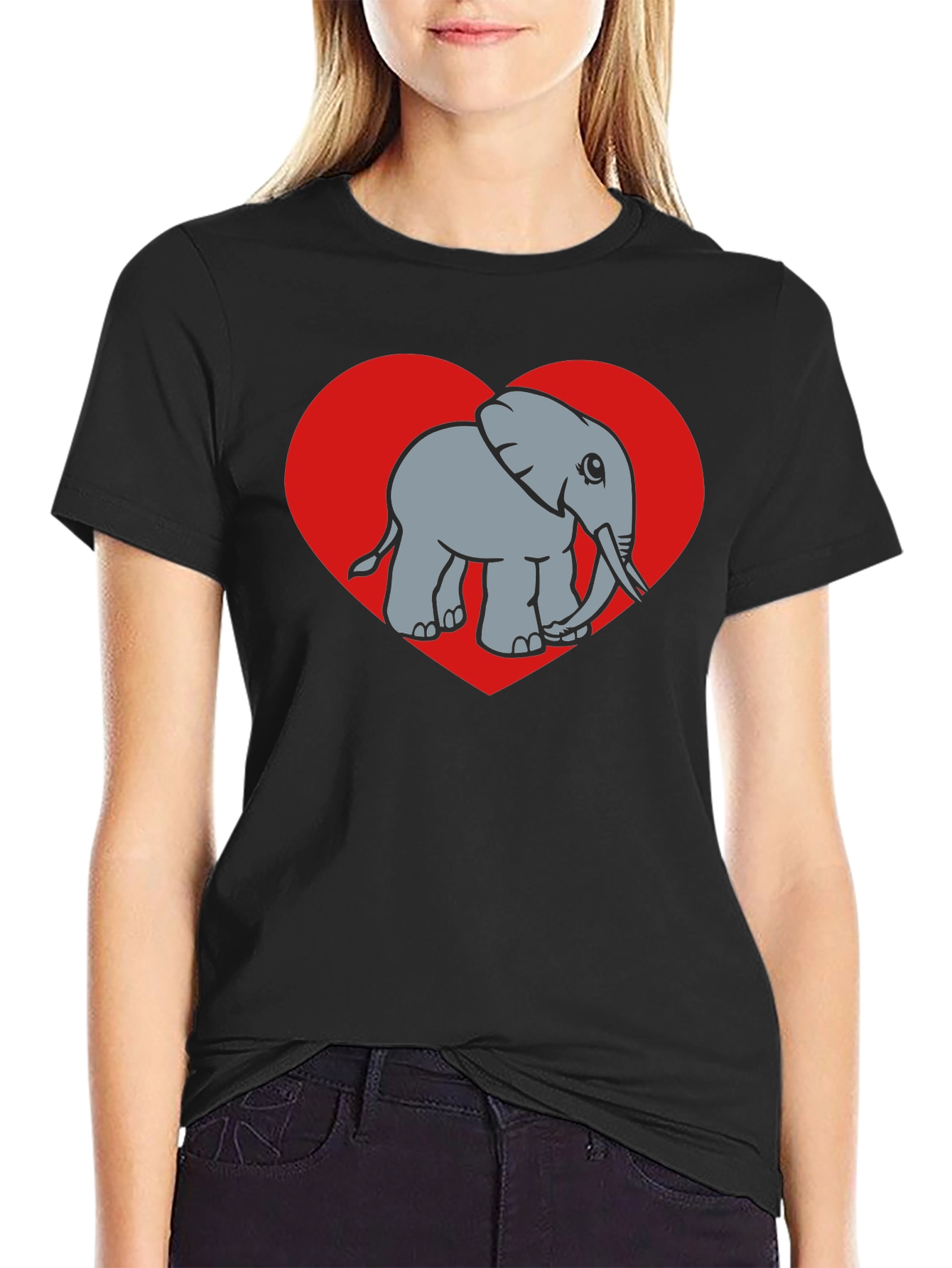 Black Elephant Heart Graphic Tee - Black view 2