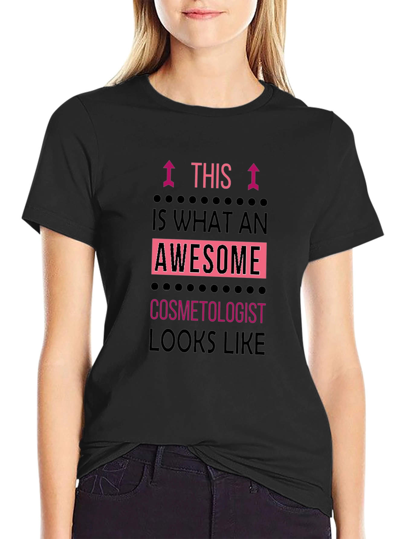 Black Awesome Cosmetologist T-Shirt, Black Graphic Tee view 2