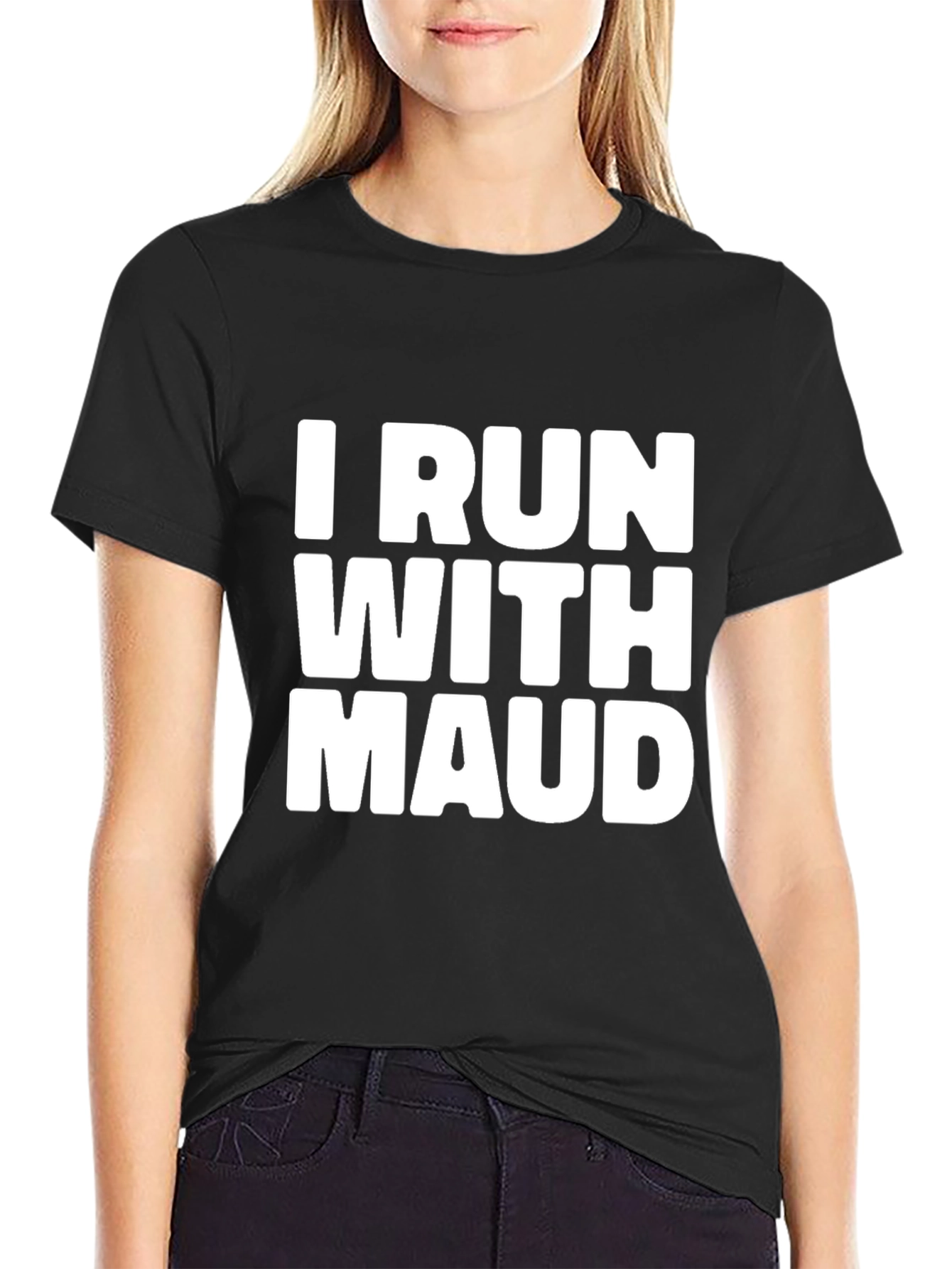 Black I Run With Maud Graphic T-Shirt - Black Cotton Blend view 2