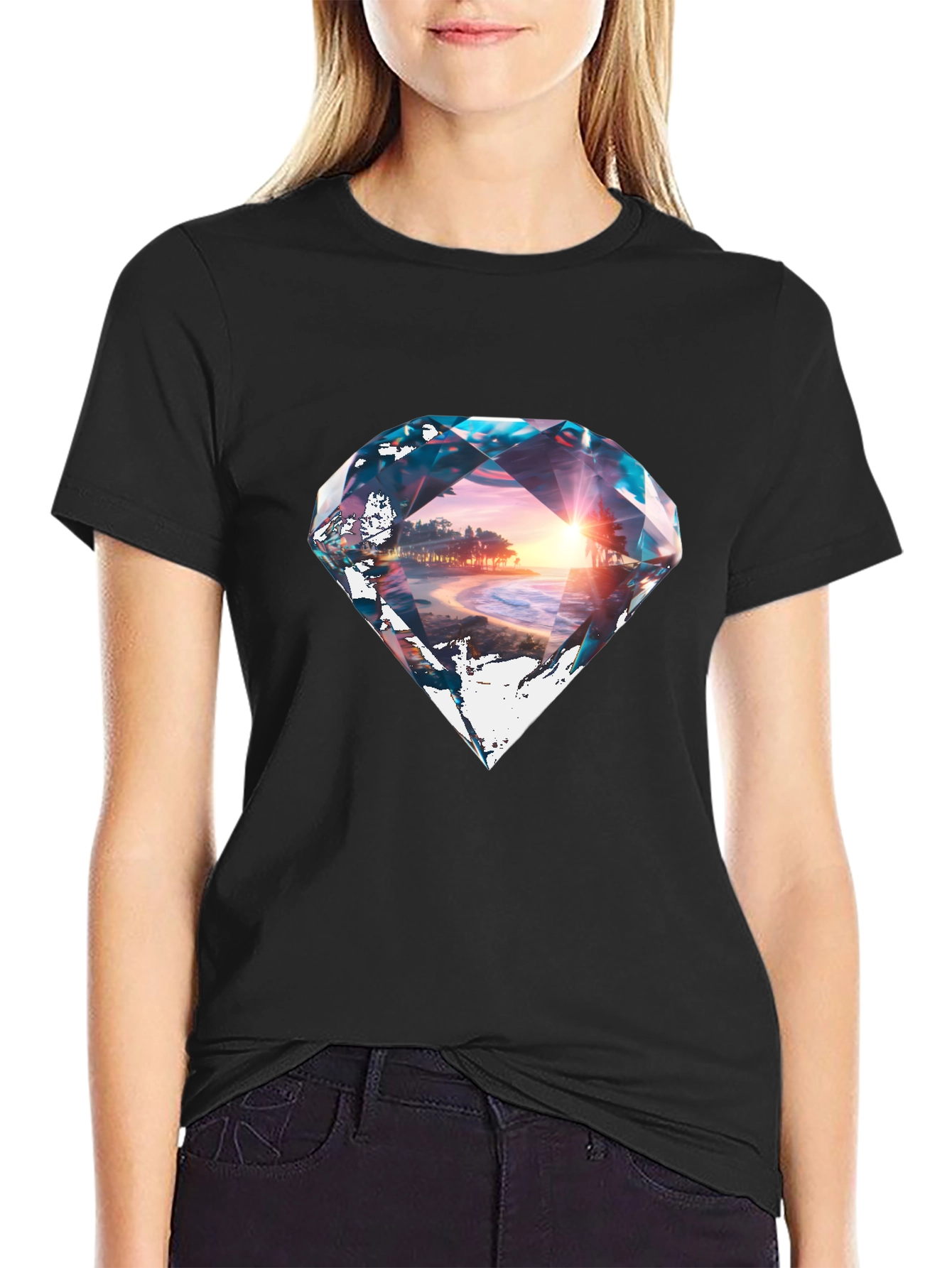 Black Diamond Beach Graphic Black T-Shirt view 2