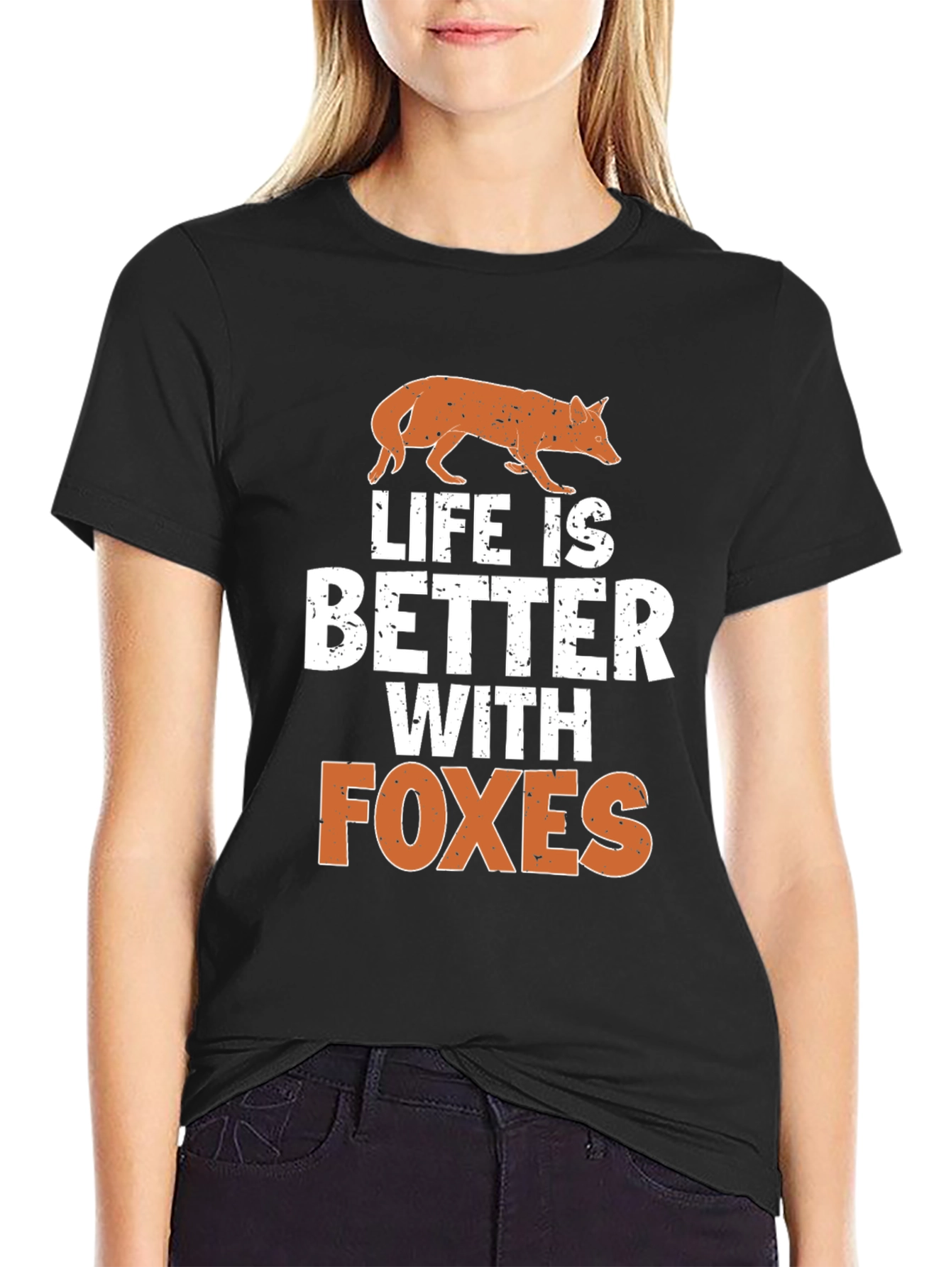 Black Life is Better with Foxes Graphic Tee - Black view 2