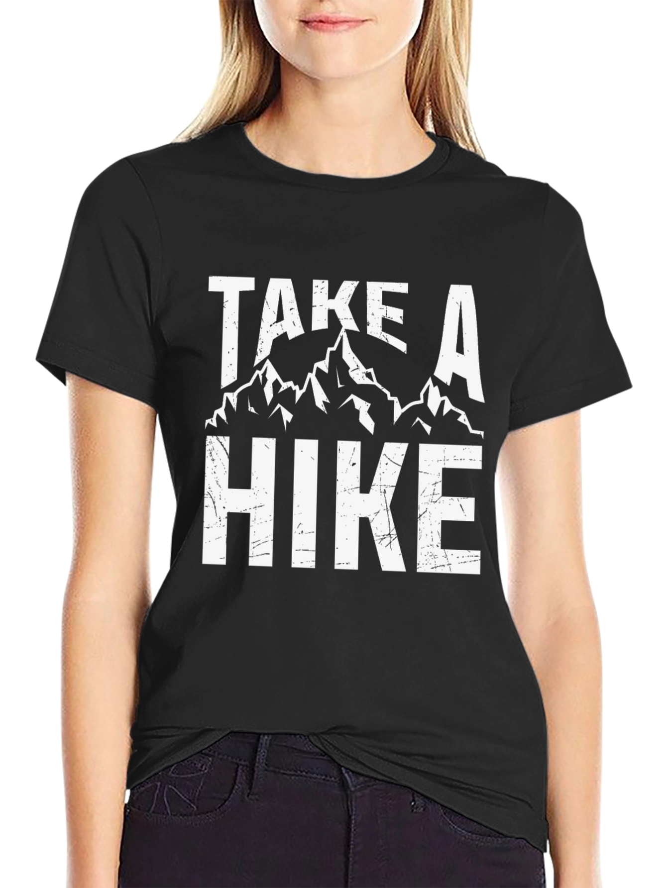 Black Take A Hike Graphic Tee - Black Cotton Blend view 2